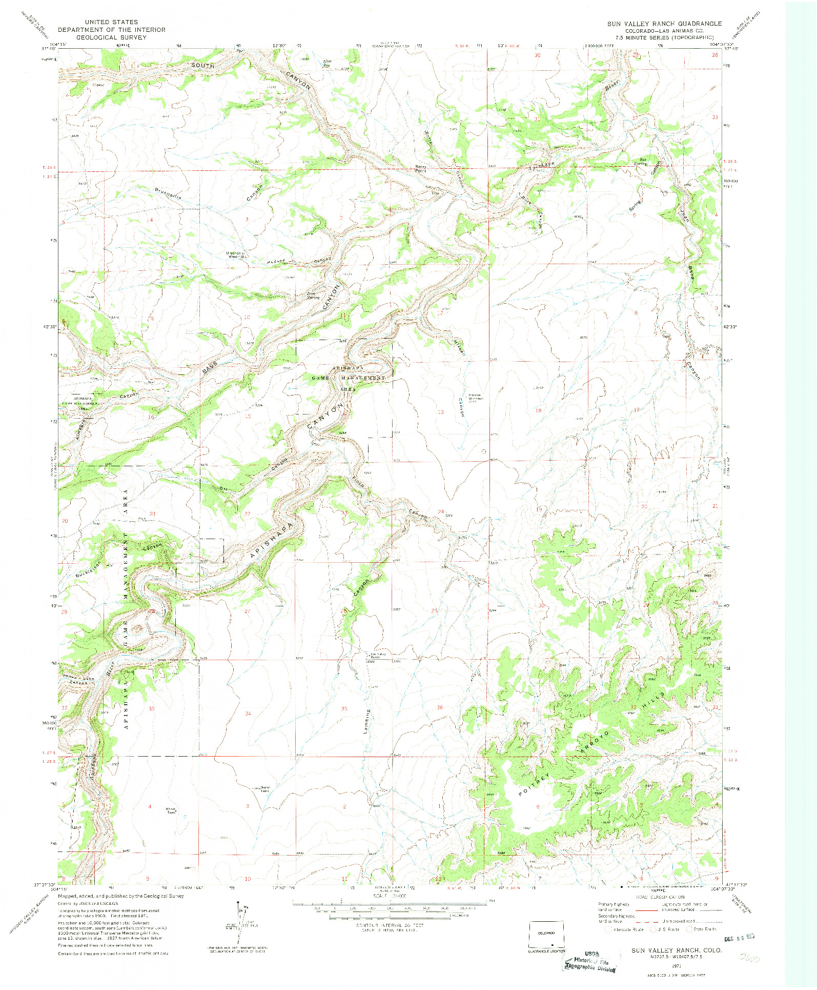 USGS 1:24000-SCALE QUADRANGLE FOR SUN VALLEY RANCH, CO 1971