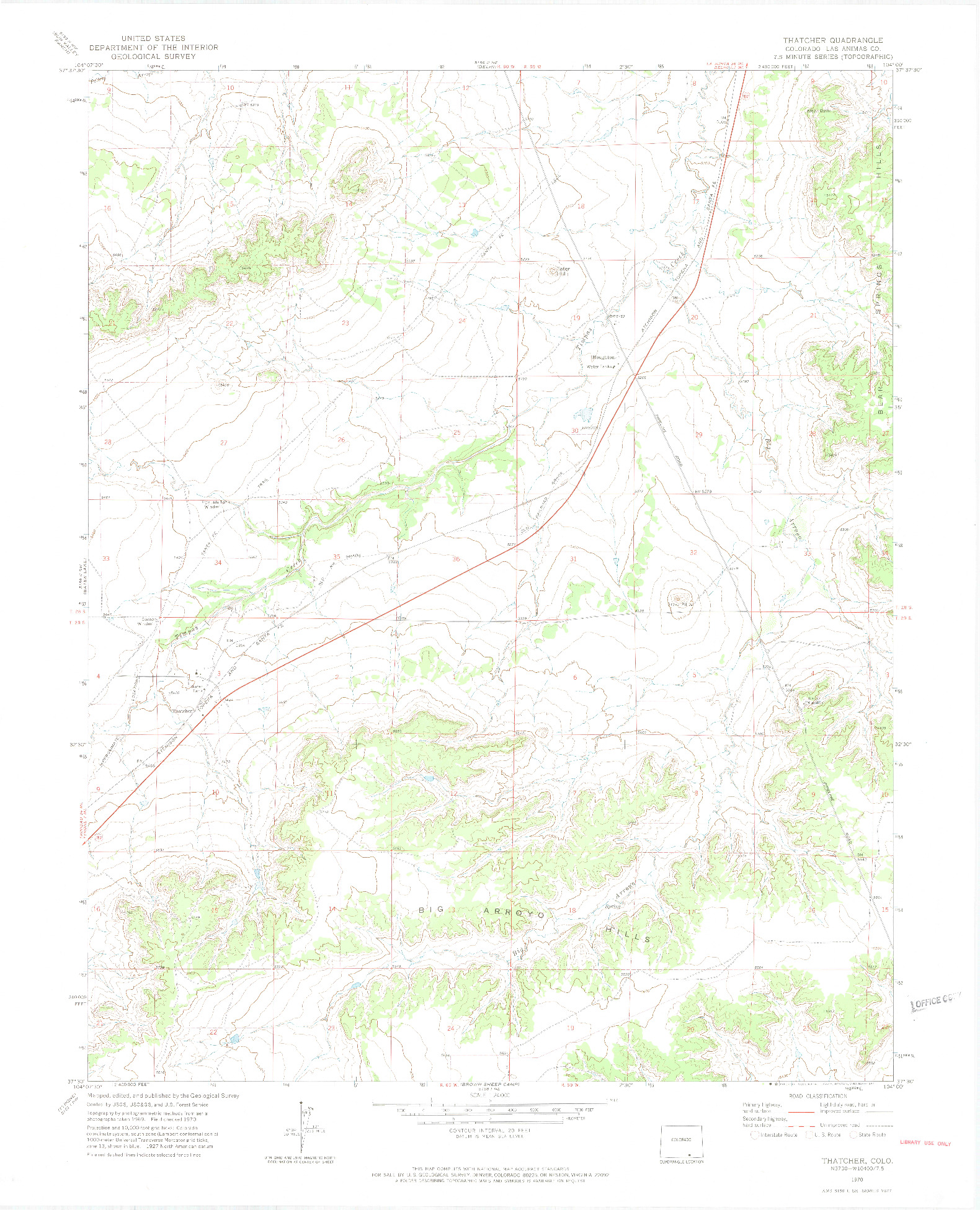 USGS 1:24000-SCALE QUADRANGLE FOR THATCHER, CO 1970