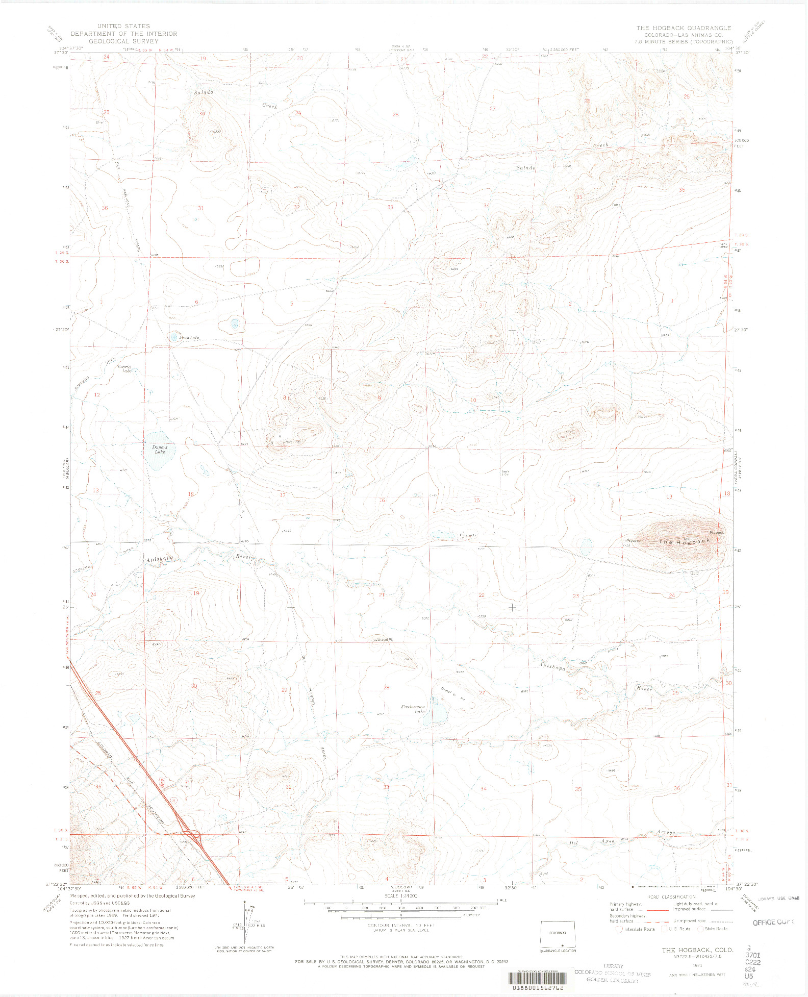 USGS 1:24000-SCALE QUADRANGLE FOR THE HOGBACK, CO 1971