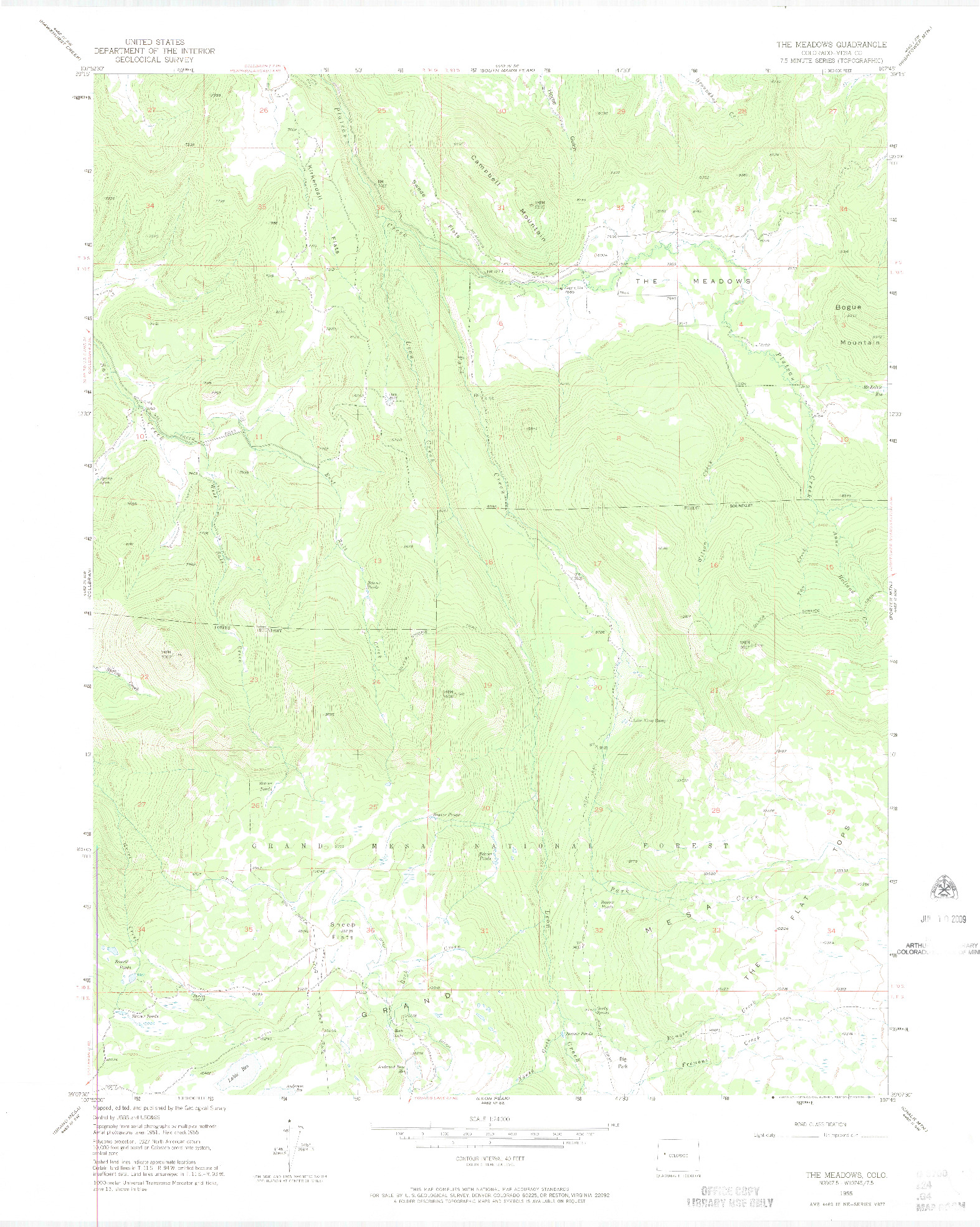 USGS 1:24000-SCALE QUADRANGLE FOR THE MEADOWS, CO 1955