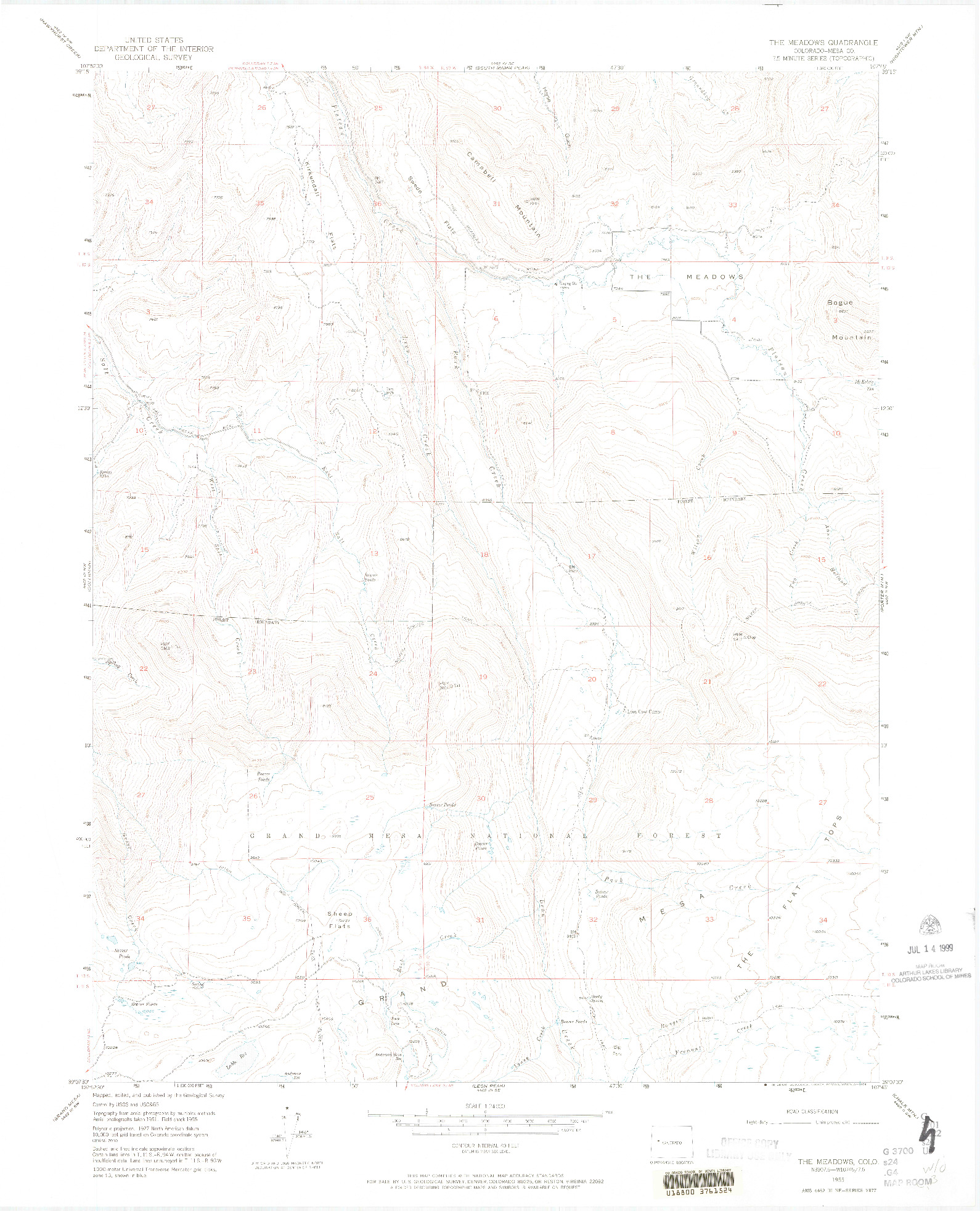 USGS 1:24000-SCALE QUADRANGLE FOR THE MEADOWS, CO 1955