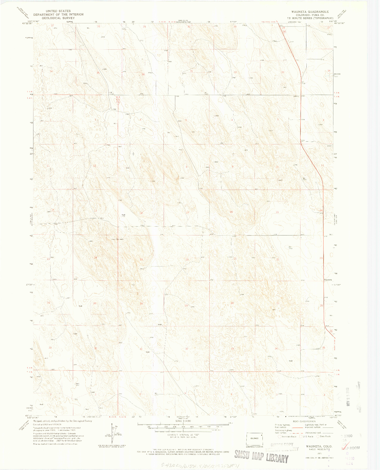 USGS 1:24000-SCALE QUADRANGLE FOR WAUNETA, CO 1971