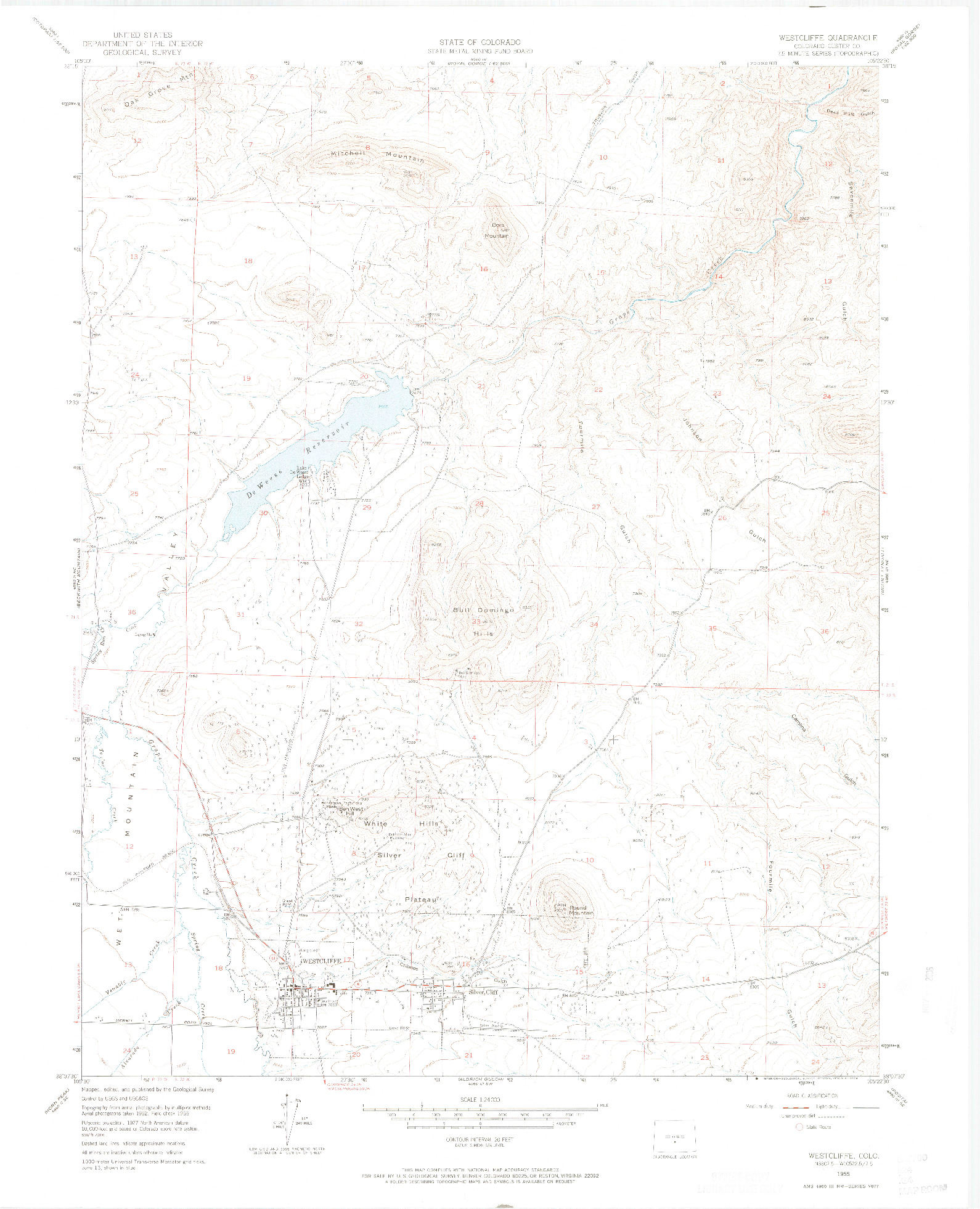 USGS 1:24000-SCALE QUADRANGLE FOR WESTCLIFFE, CO 1955