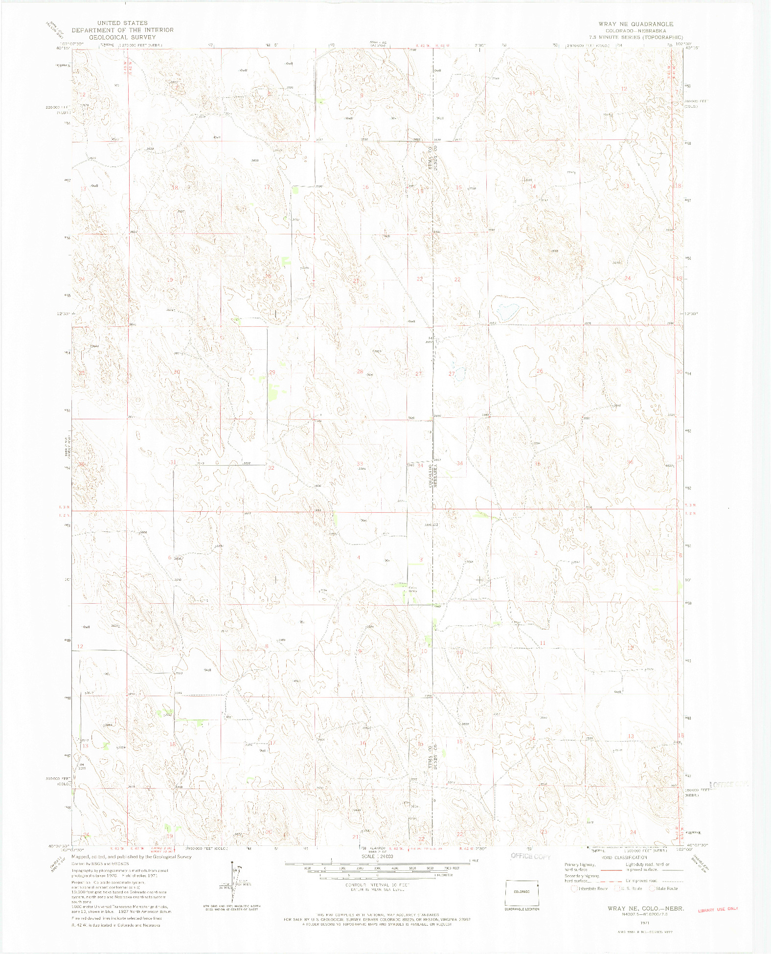 USGS 1:24000-SCALE QUADRANGLE FOR WRAY NE, CO 1971