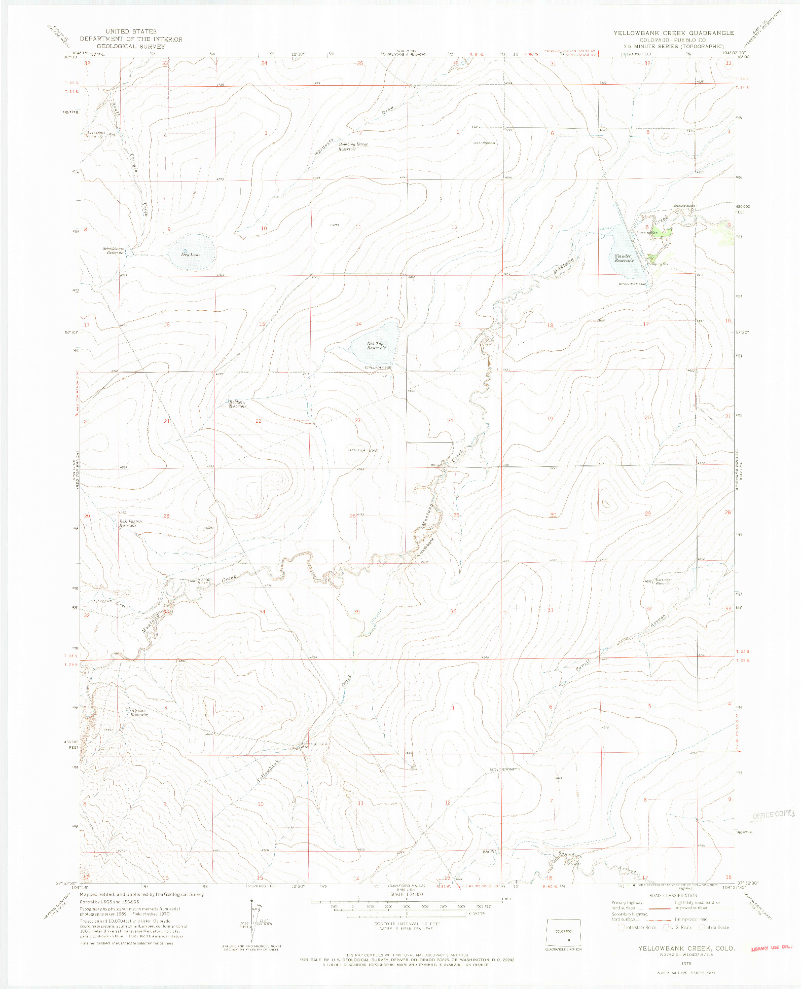 USGS 1:24000-SCALE QUADRANGLE FOR YELLOWBANK CREEK, CO 1970