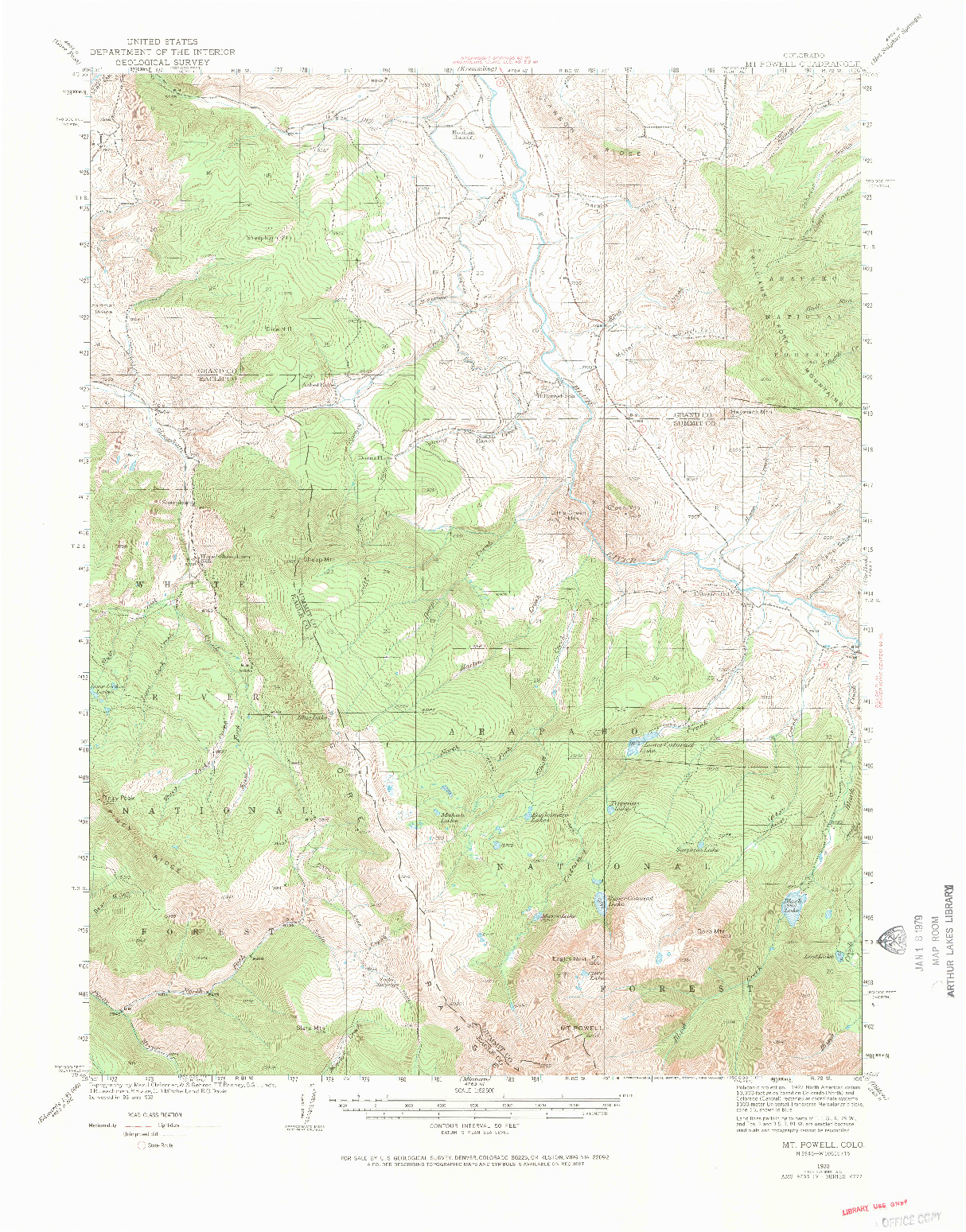 USGS 1:62500-SCALE QUADRANGLE FOR MOUNT POWELL, CO 1933