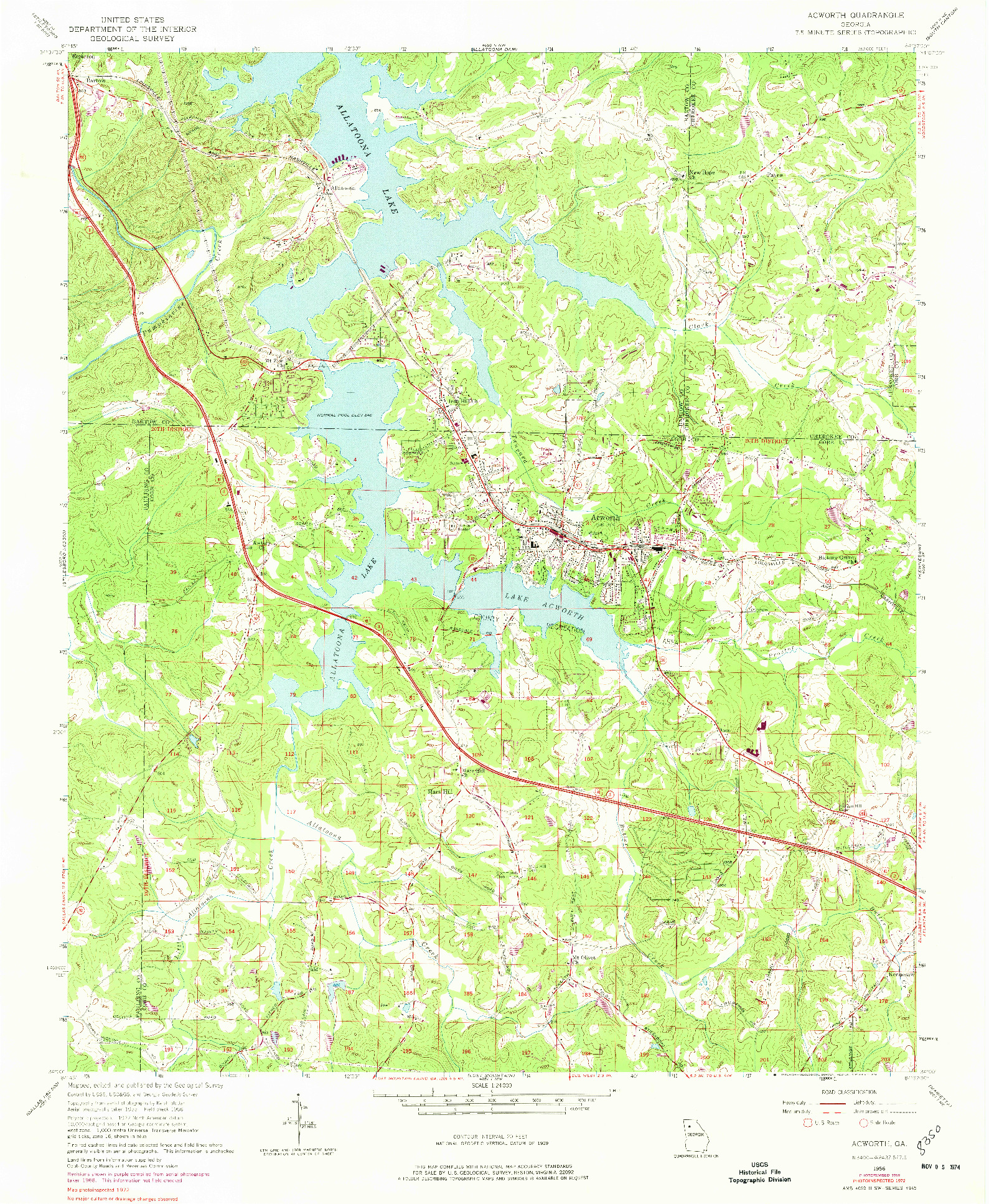 USGS 1:24000-SCALE QUADRANGLE FOR ACWORTH, GA 1956