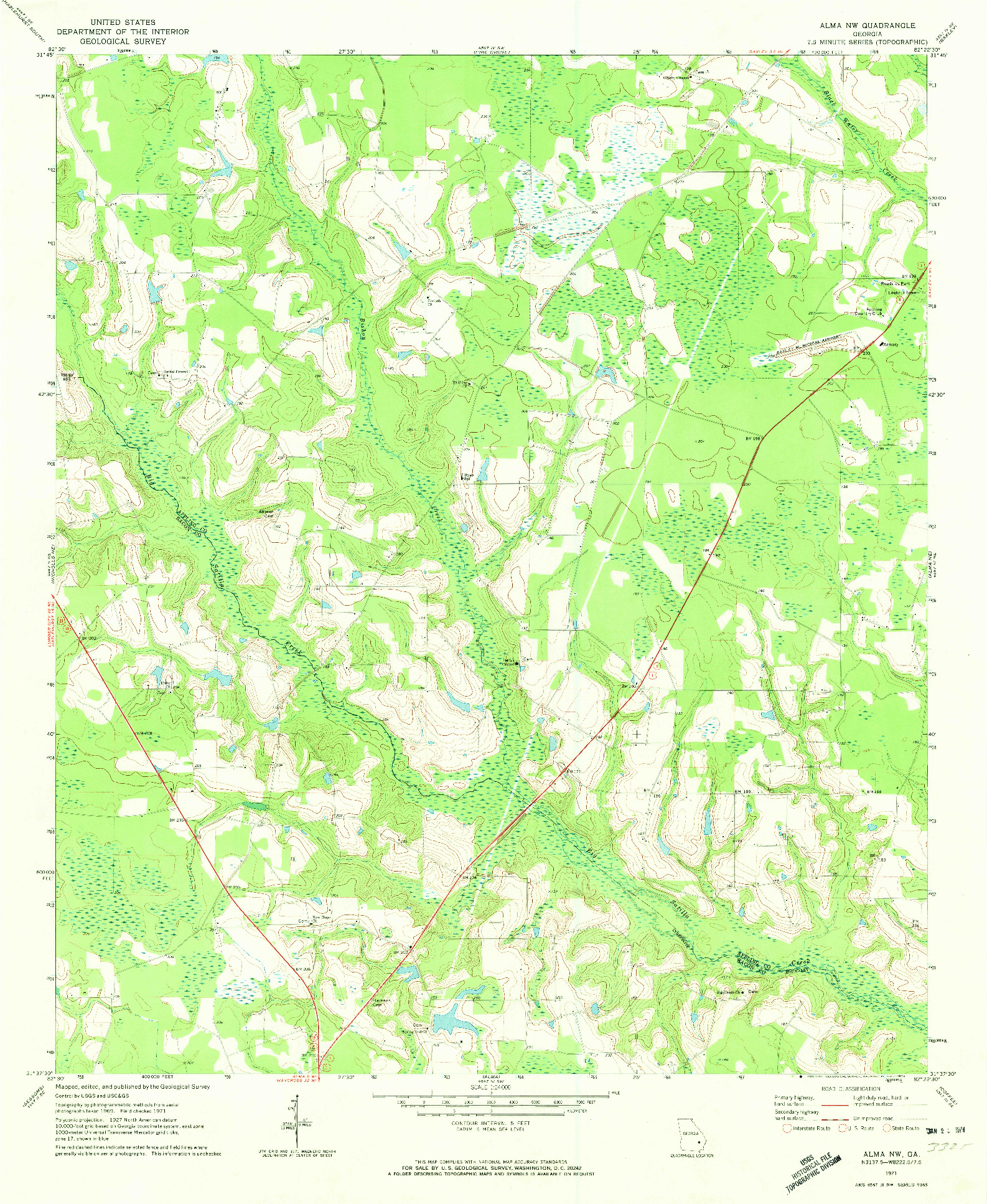 USGS 1:24000-SCALE QUADRANGLE FOR ALMA NW, GA 1971