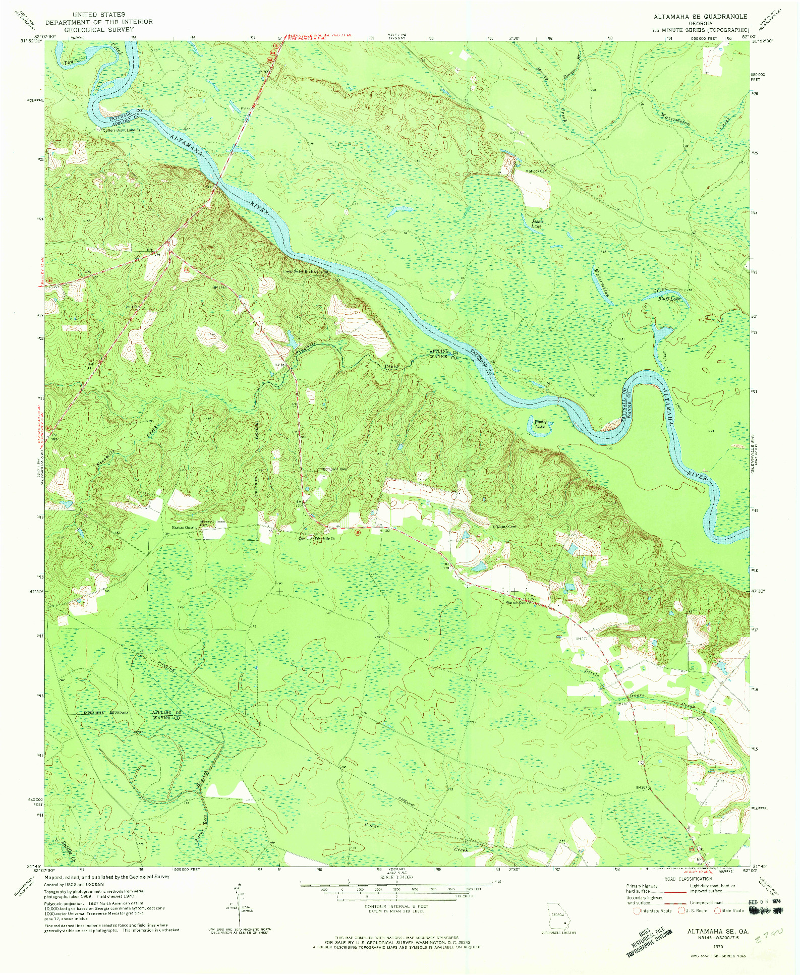 USGS 1:24000-SCALE QUADRANGLE FOR ALTAMAHA SE, GA 1970