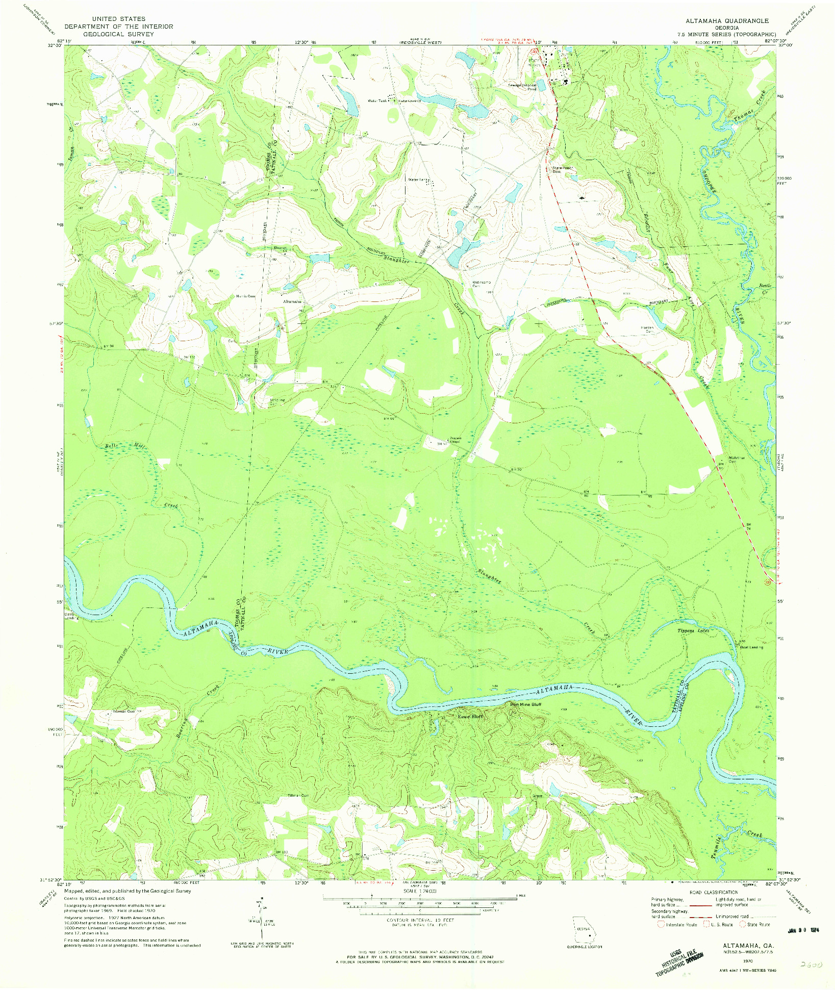 USGS 1:24000-SCALE QUADRANGLE FOR ALTAMAHA, GA 1970