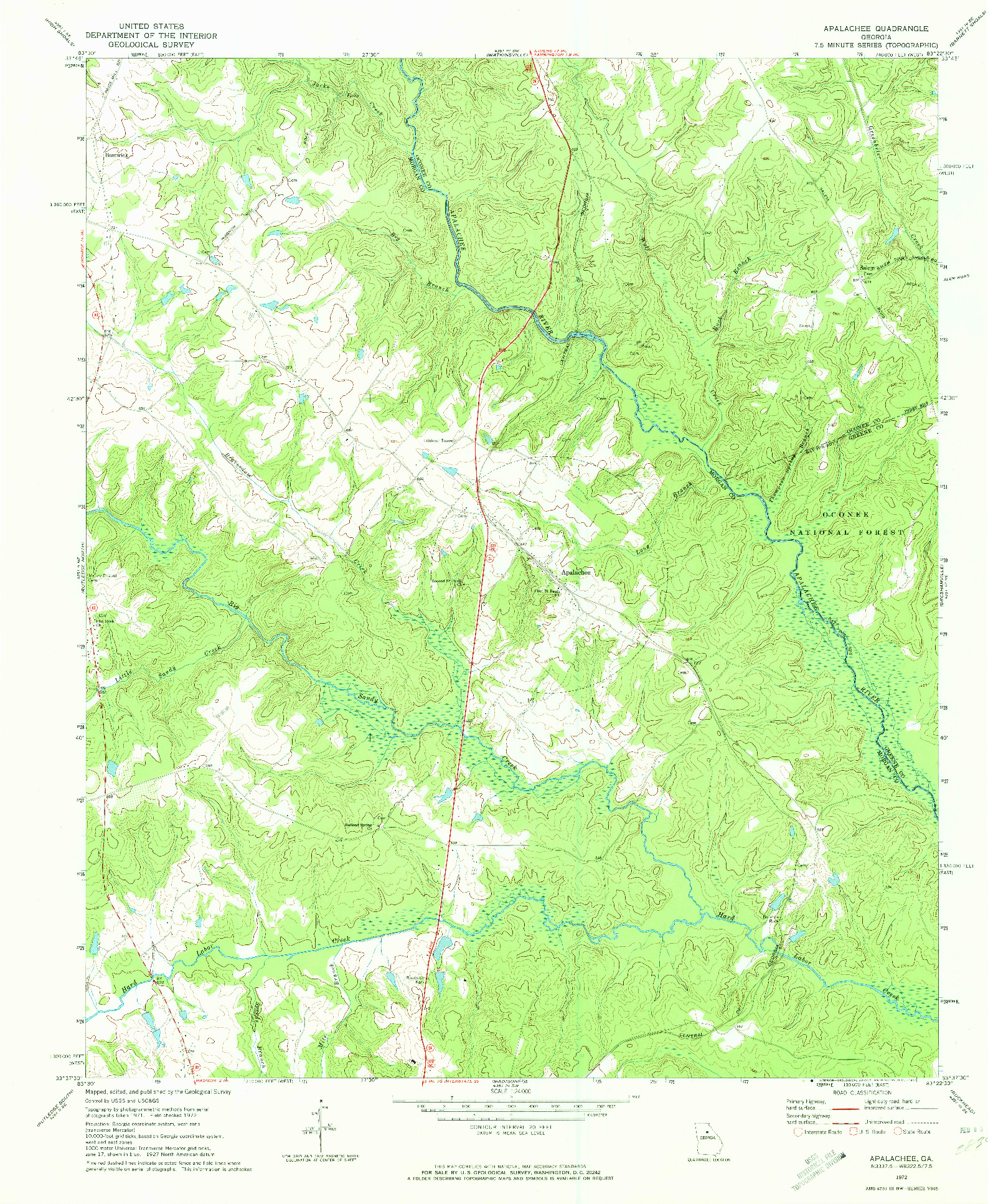 USGS 1:24000-SCALE QUADRANGLE FOR APALACHEE, GA 1972