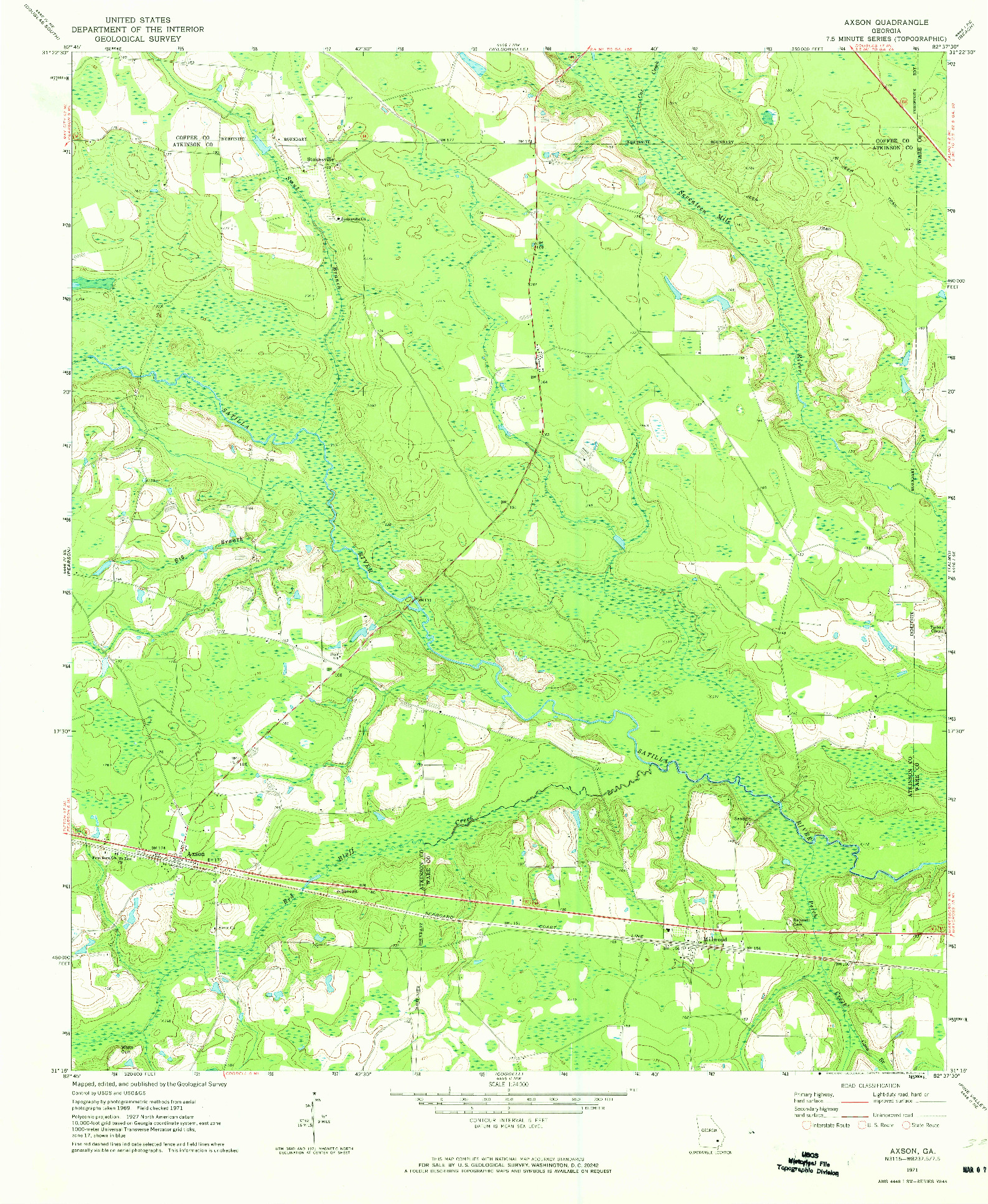 USGS 1:24000-SCALE QUADRANGLE FOR AXSON, GA 1971