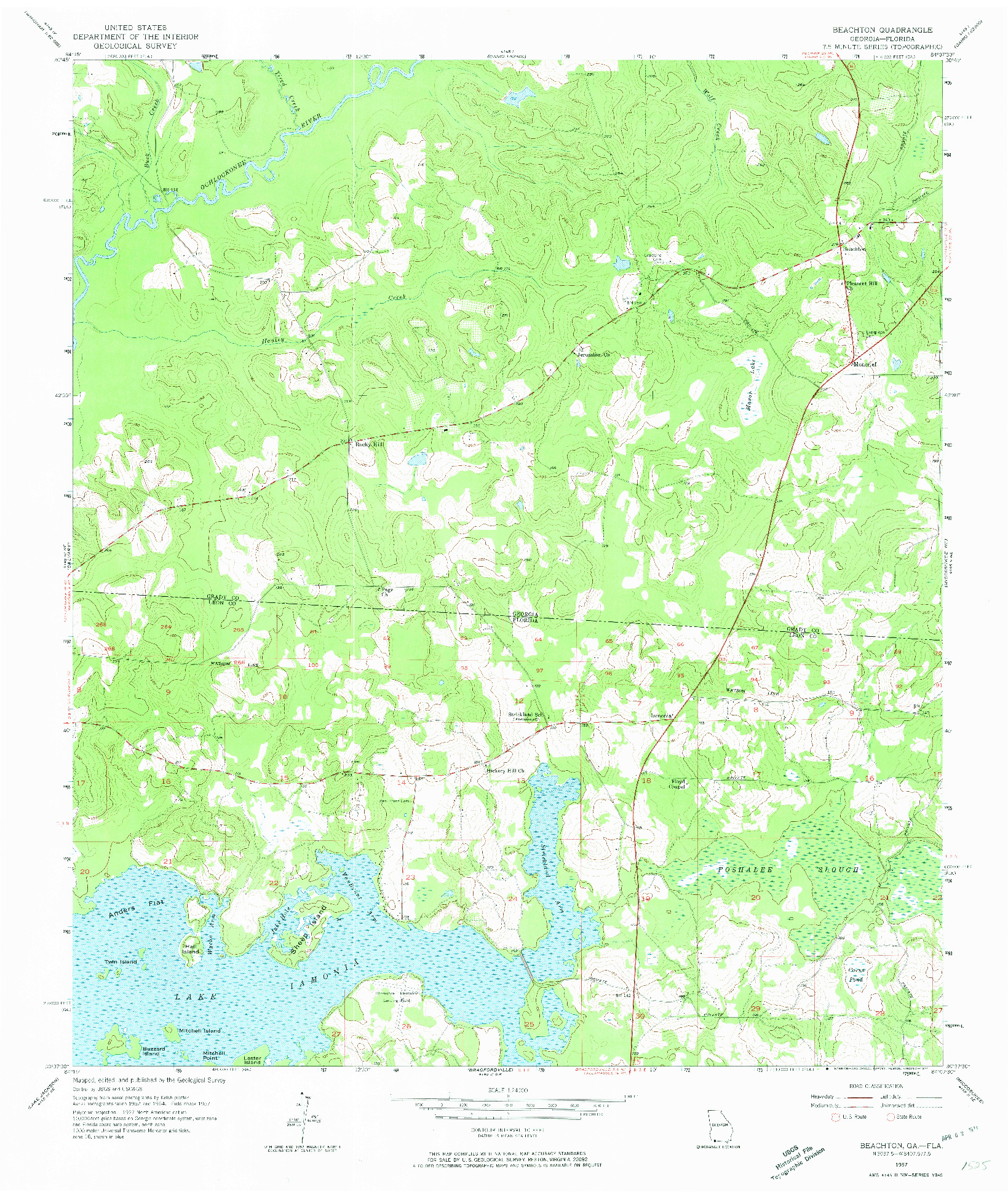 USGS 1:24000-SCALE QUADRANGLE FOR BEACHTON, GA 1957