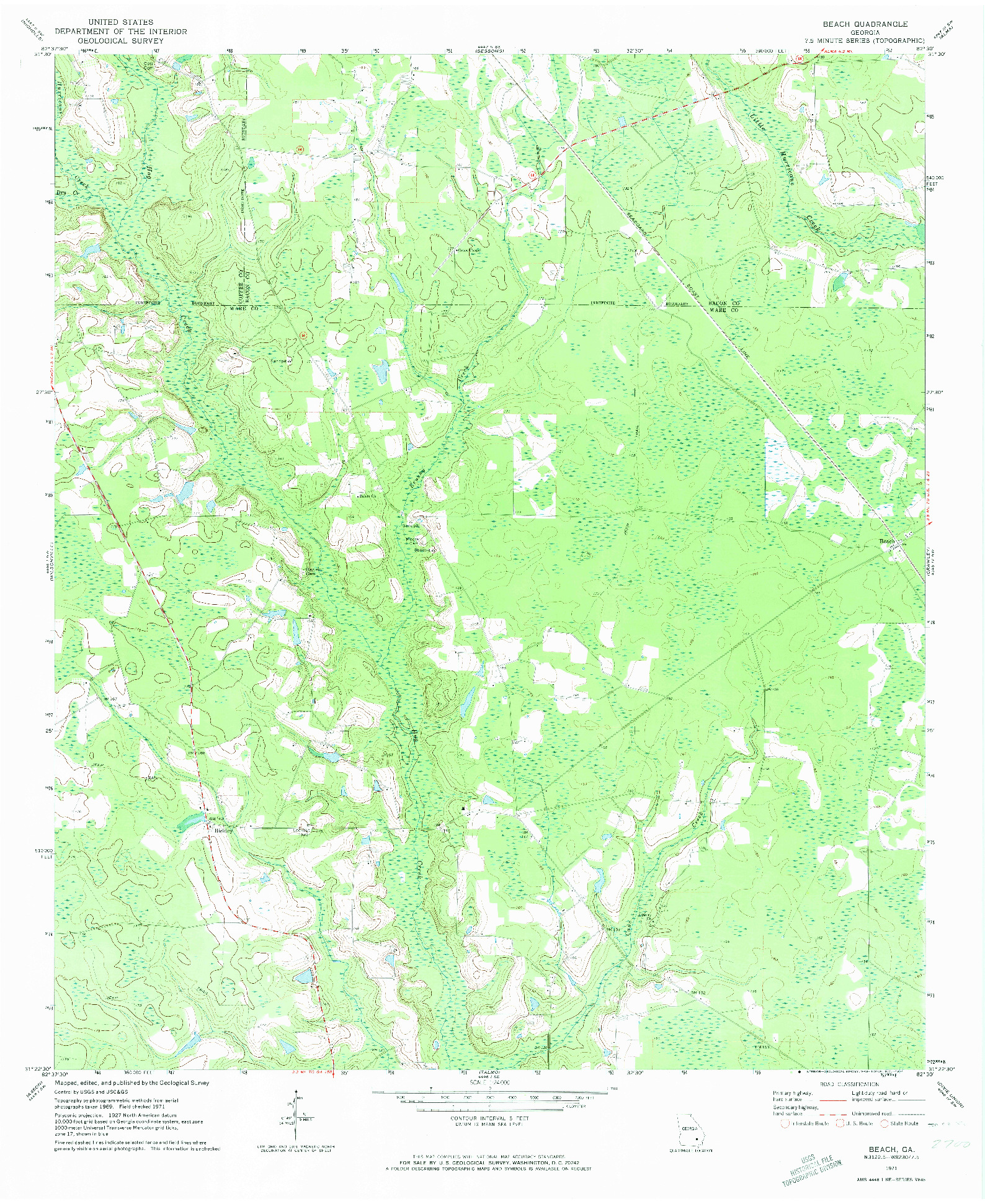 USGS 1:24000-SCALE QUADRANGLE FOR BEACH, GA 1971