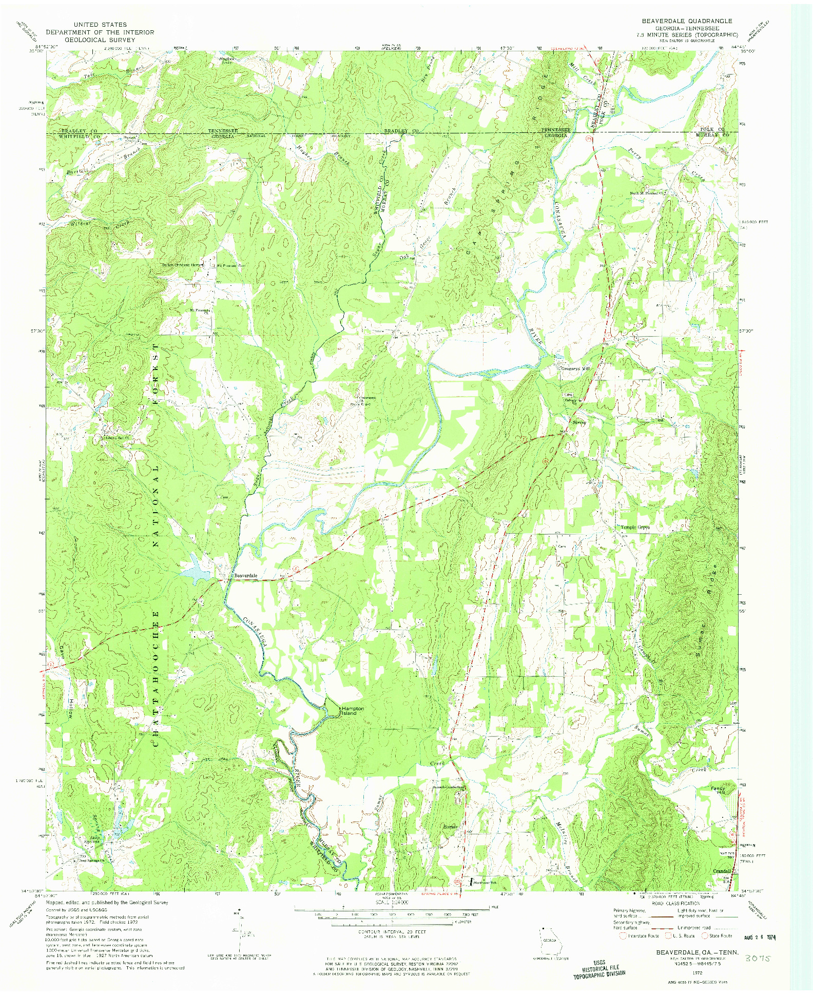 USGS 1:24000-SCALE QUADRANGLE FOR BEAVERDALE, GA 1972
