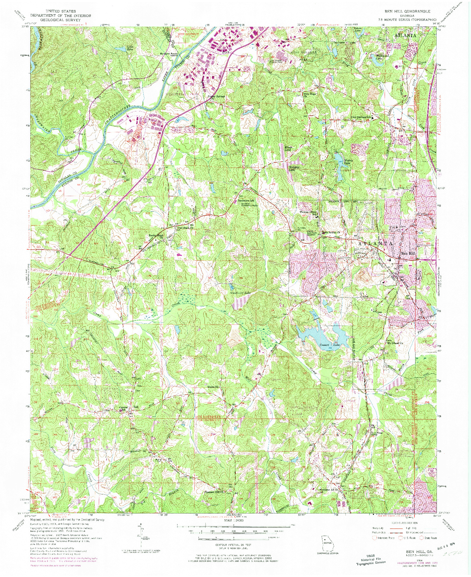 USGS 1:24000-SCALE QUADRANGLE FOR BEN HILL, GA 1954