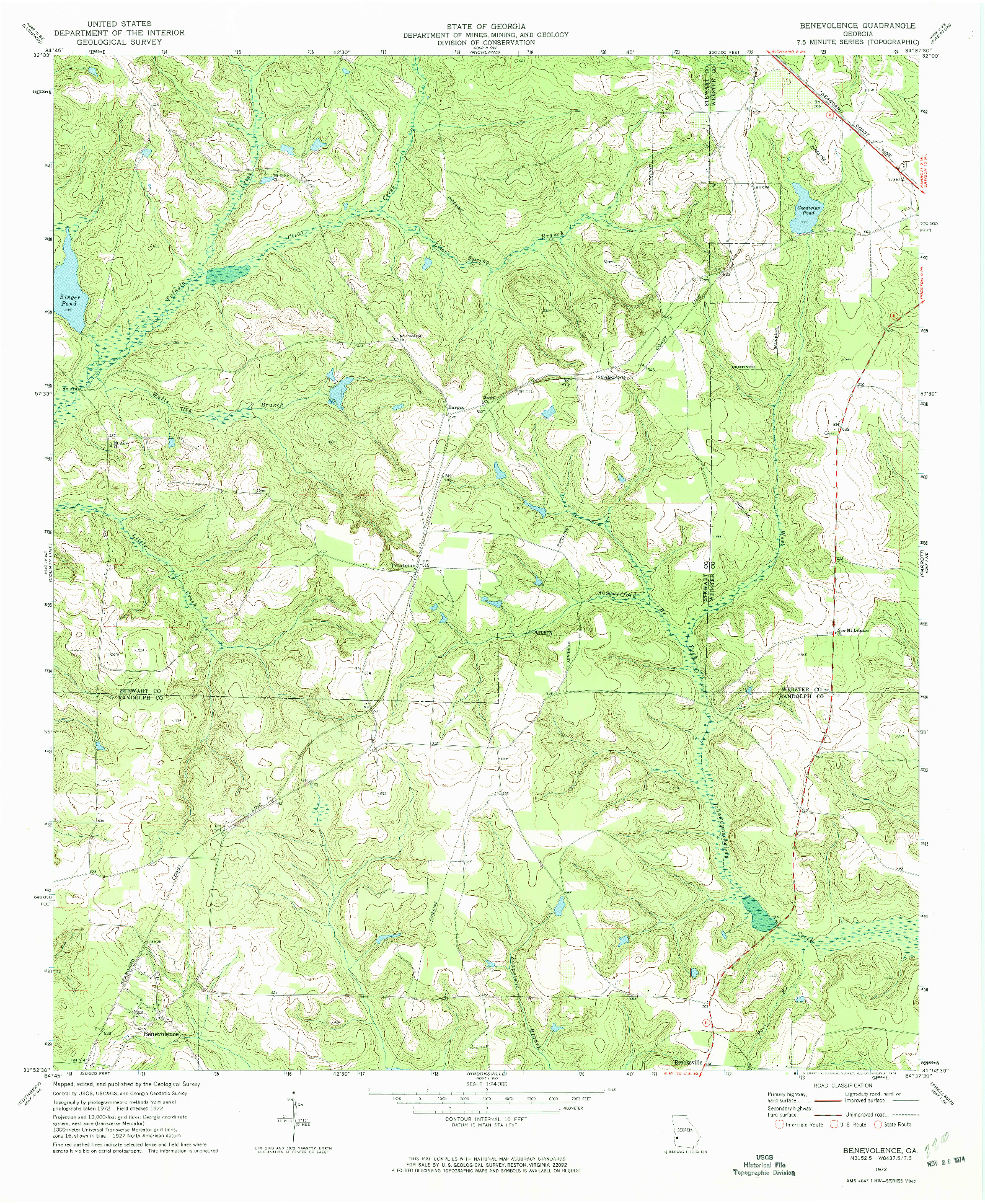 USGS 1:24000-SCALE QUADRANGLE FOR BENEVOLENCE, GA 1972