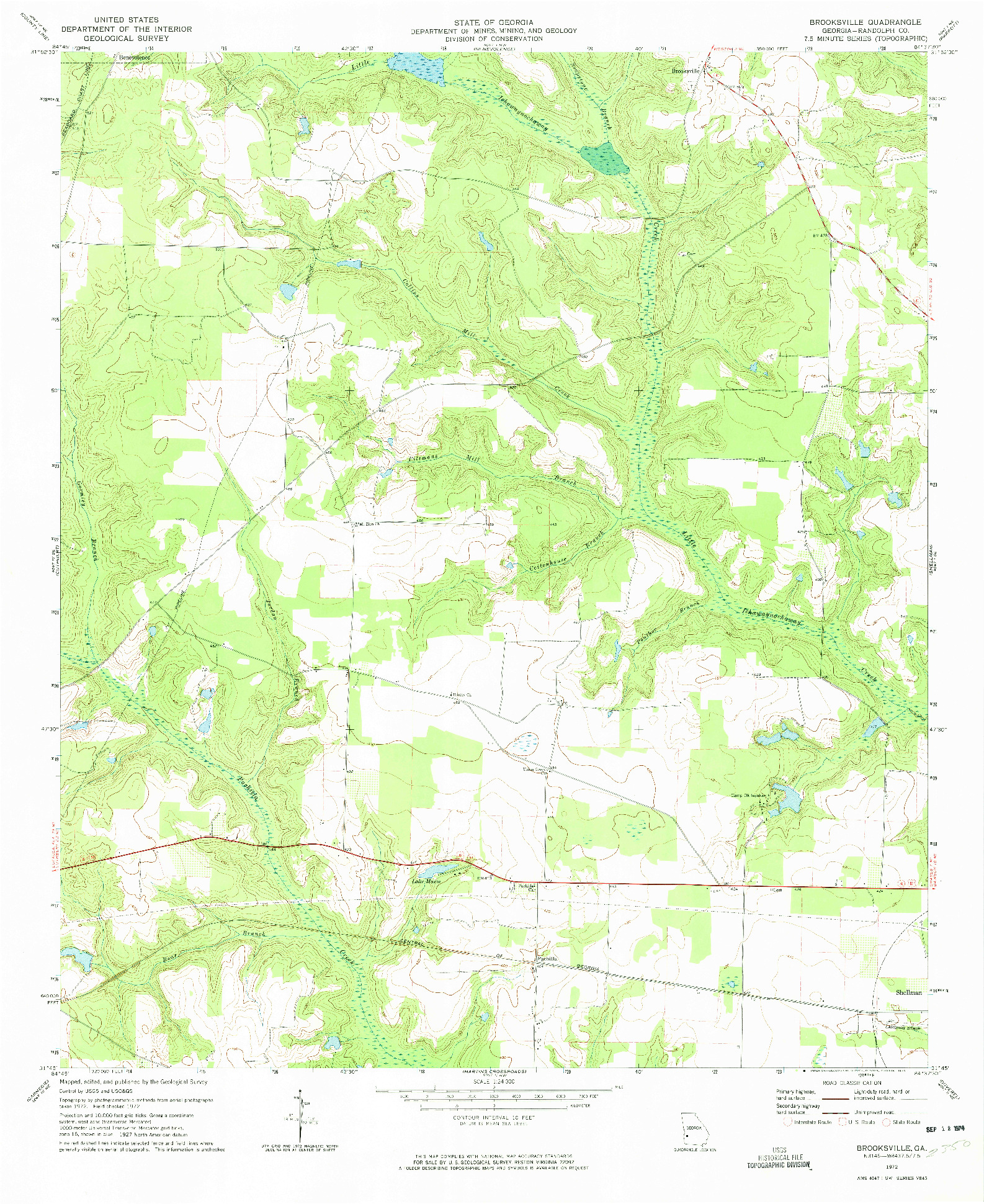 USGS 1:24000-SCALE QUADRANGLE FOR BROOKSVILLE, GA 1972