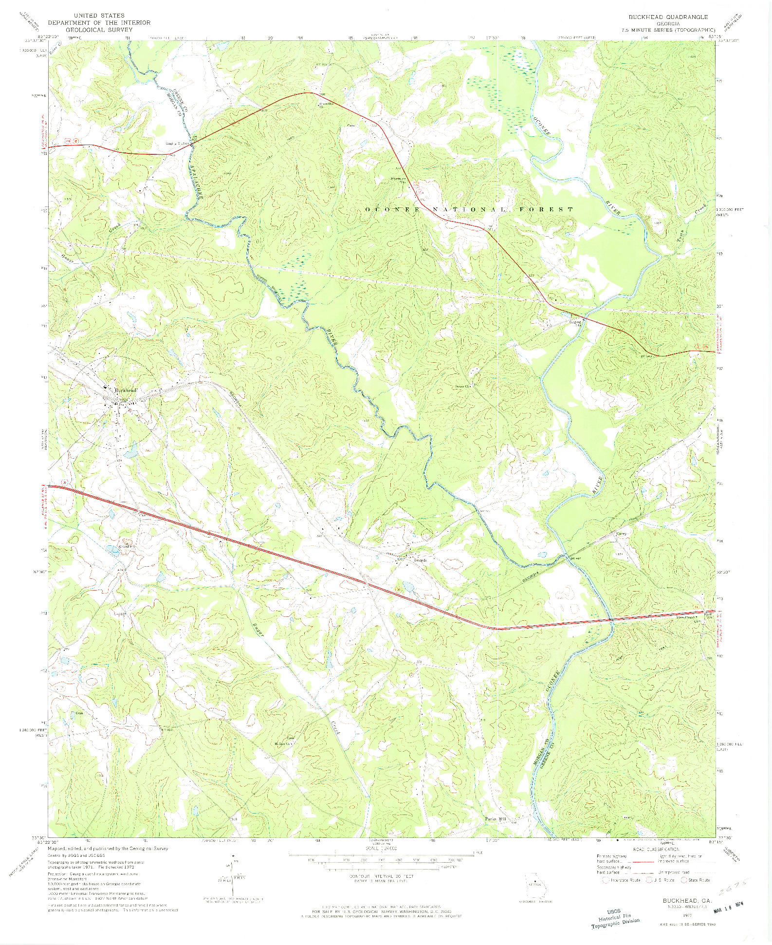 USGS 1:24000-SCALE QUADRANGLE FOR BUCKHEAD, GA 1972