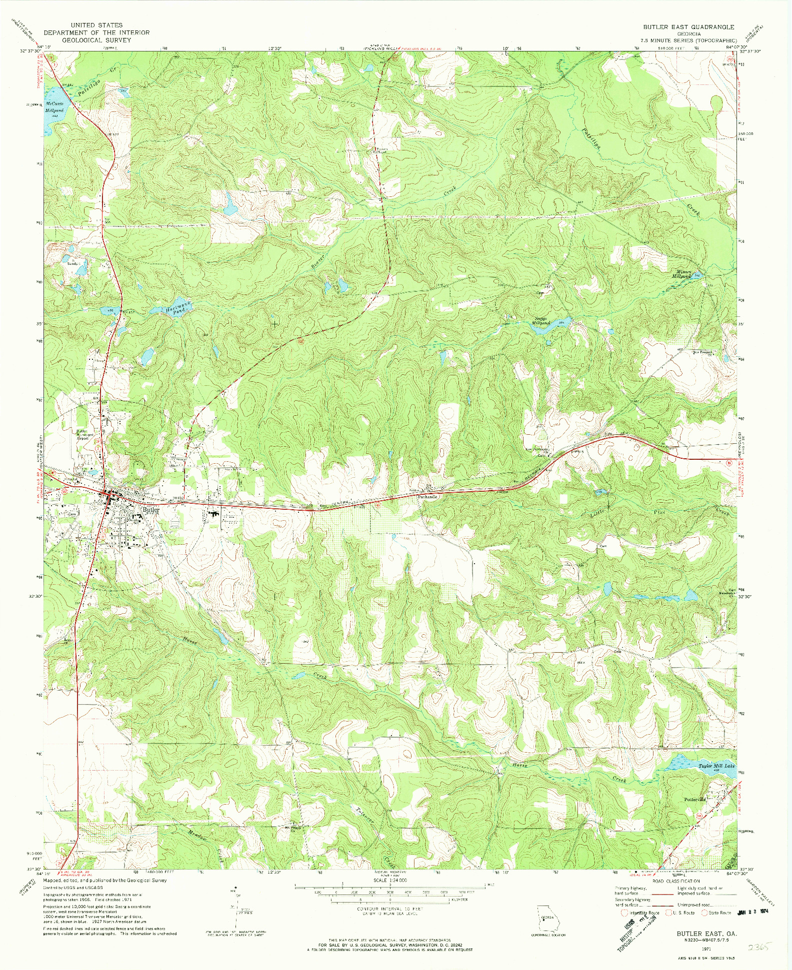 USGS 1:24000-SCALE QUADRANGLE FOR BUTLER EAST, GA 1971