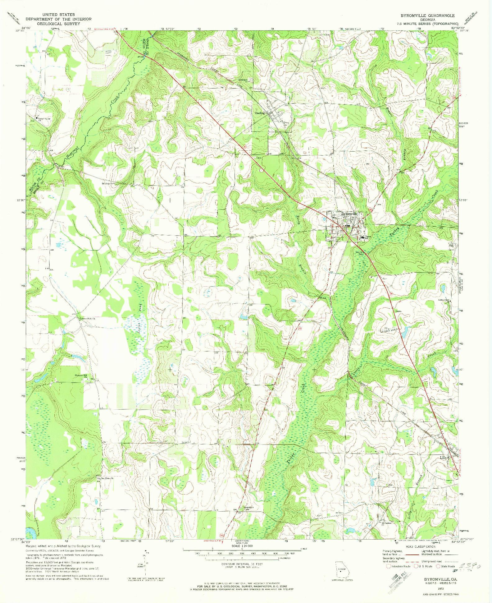 USGS 1:24000-SCALE QUADRANGLE FOR BYROMVILLE, GA 1972