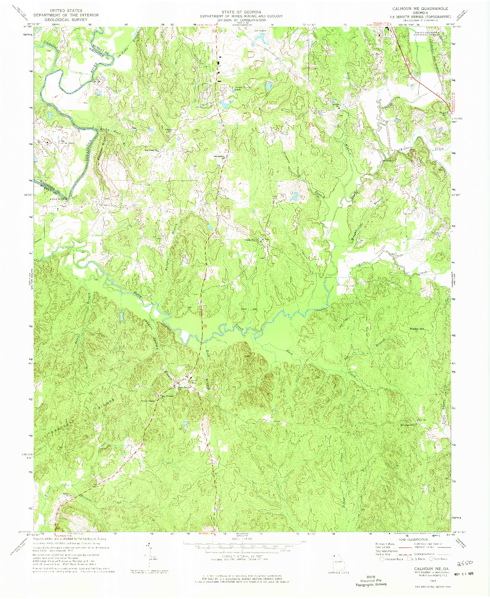 USGS 1:24000-SCALE QUADRANGLE FOR CALHOUN NE, GA 1972