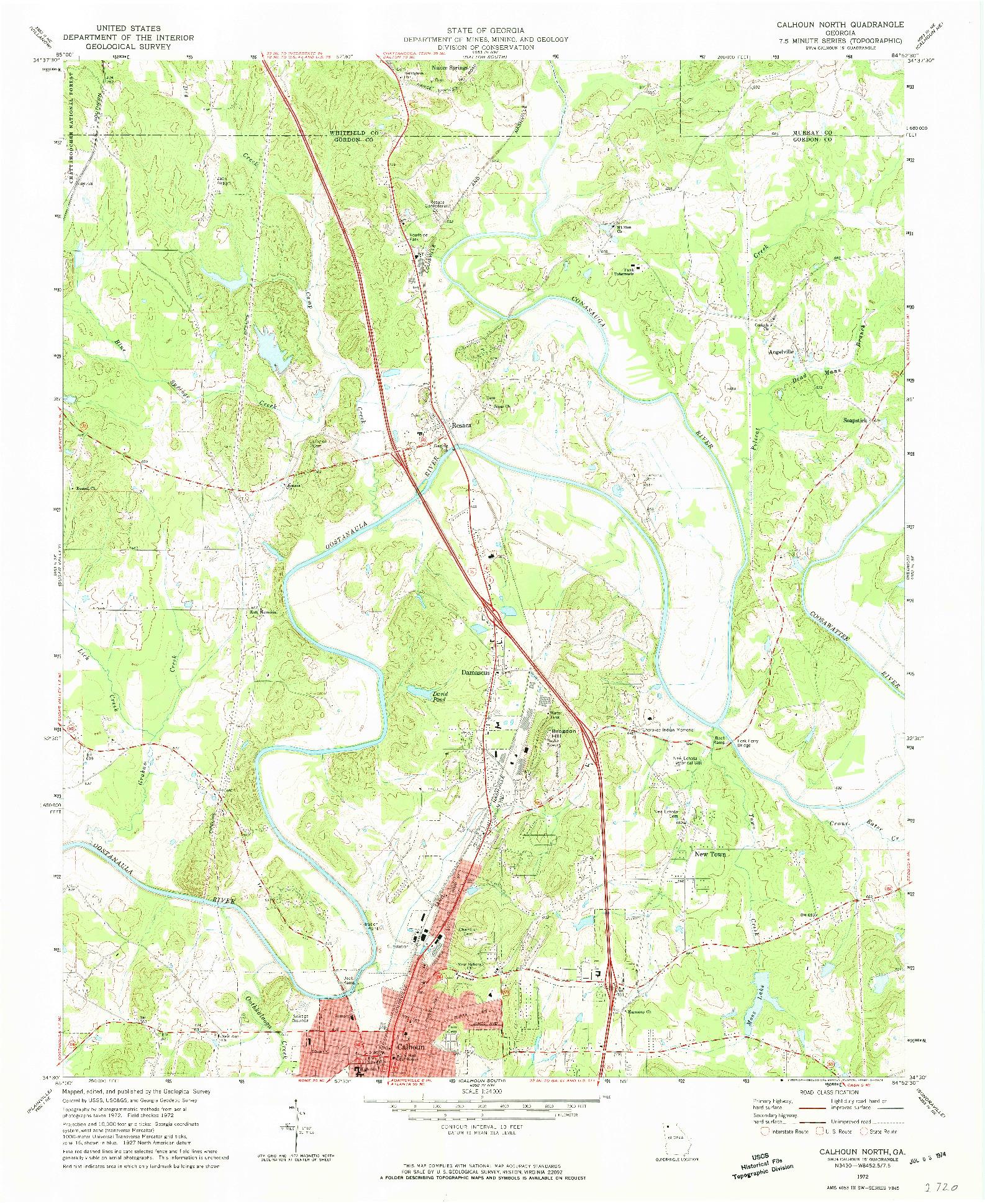 USGS 1:24000-SCALE QUADRANGLE FOR CALHOUN NORTH, GA 1972