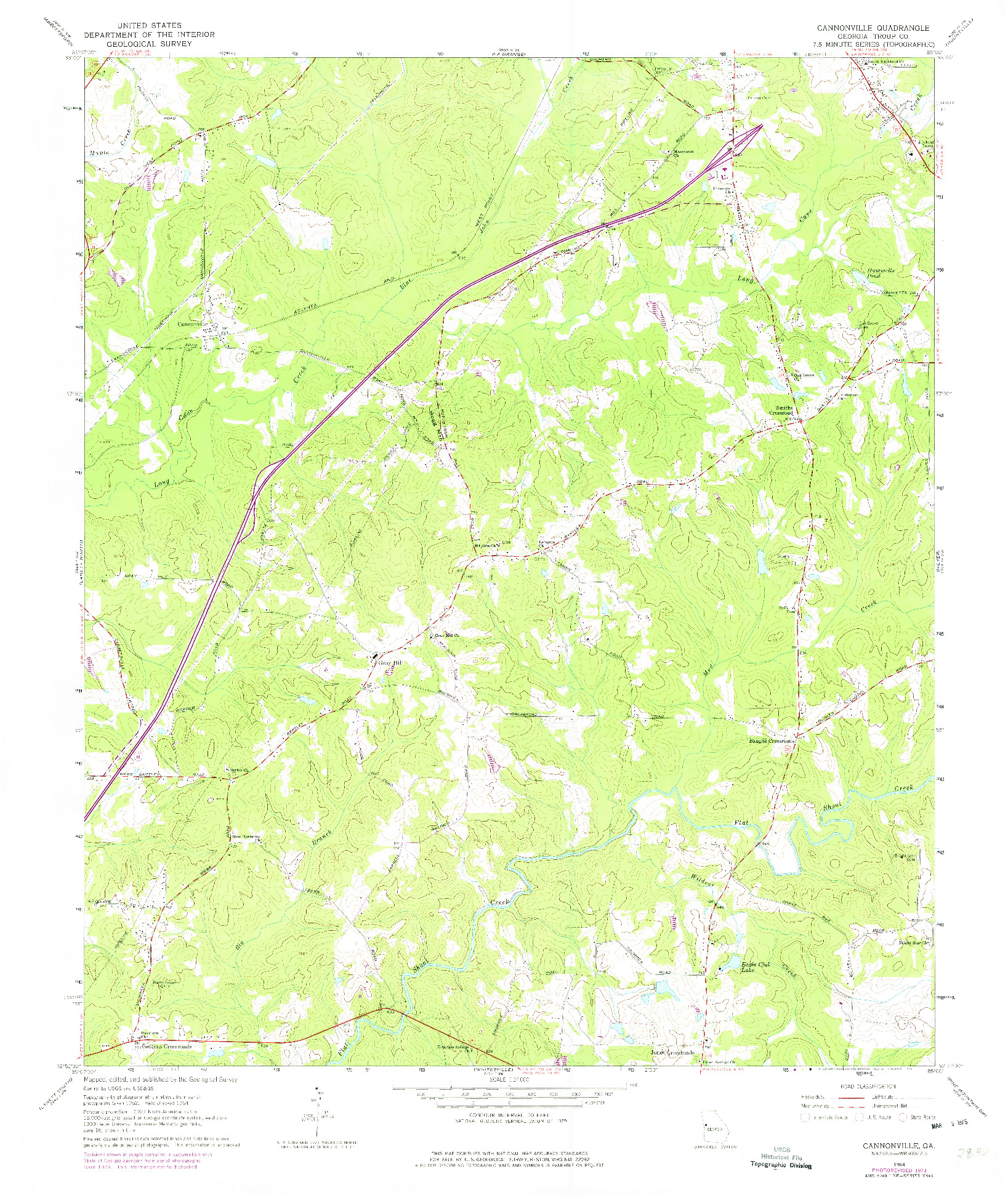 USGS 1:24000-SCALE QUADRANGLE FOR CANNONVILLE, GA 1964