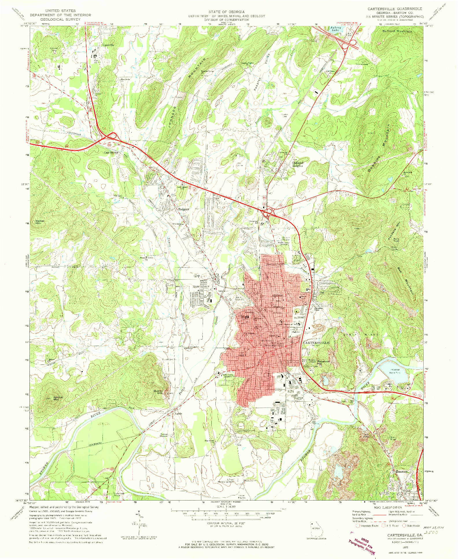 USGS 1:24000-SCALE QUADRANGLE FOR CARTERSVILLE, GA 1972
