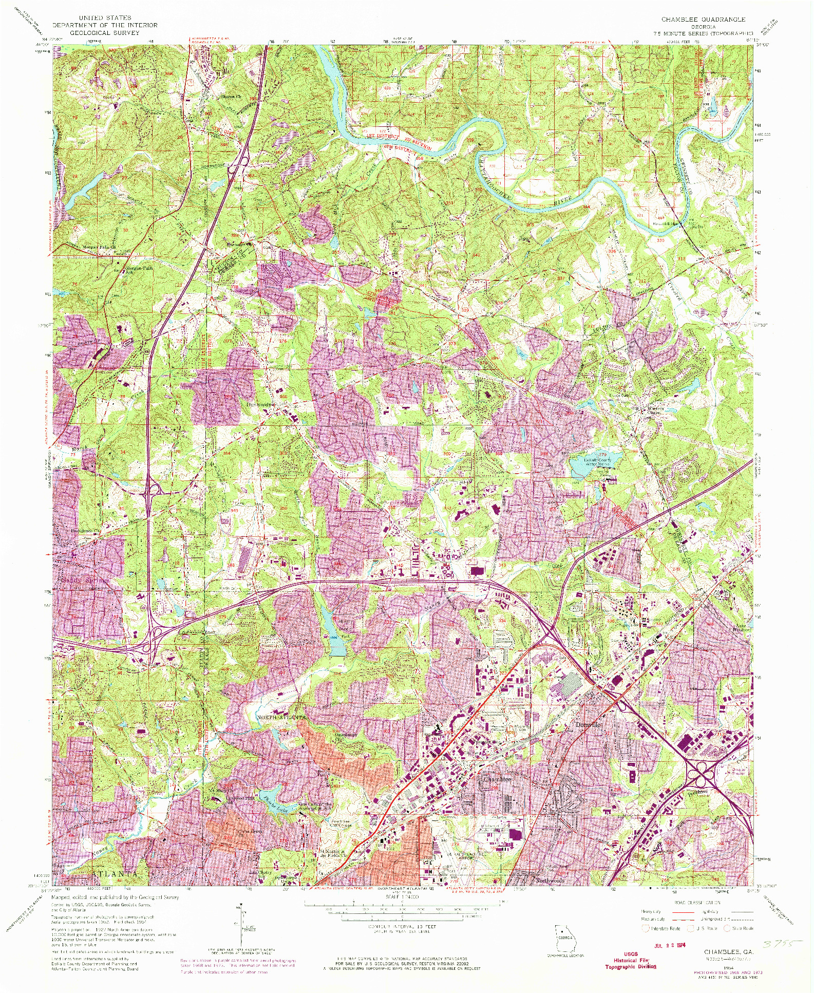 USGS 1:24000-SCALE QUADRANGLE FOR CHAMBLEE, GA 1954