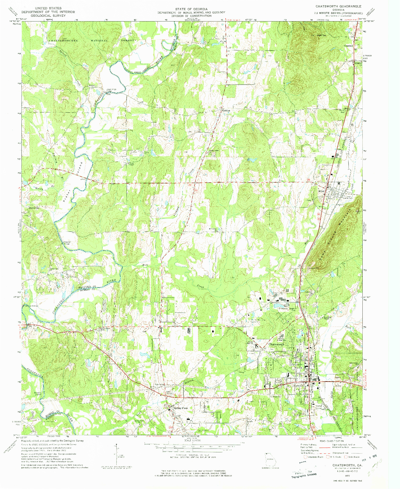 USGS 1:24000-SCALE QUADRANGLE FOR CHATSWORTH, GA 1972