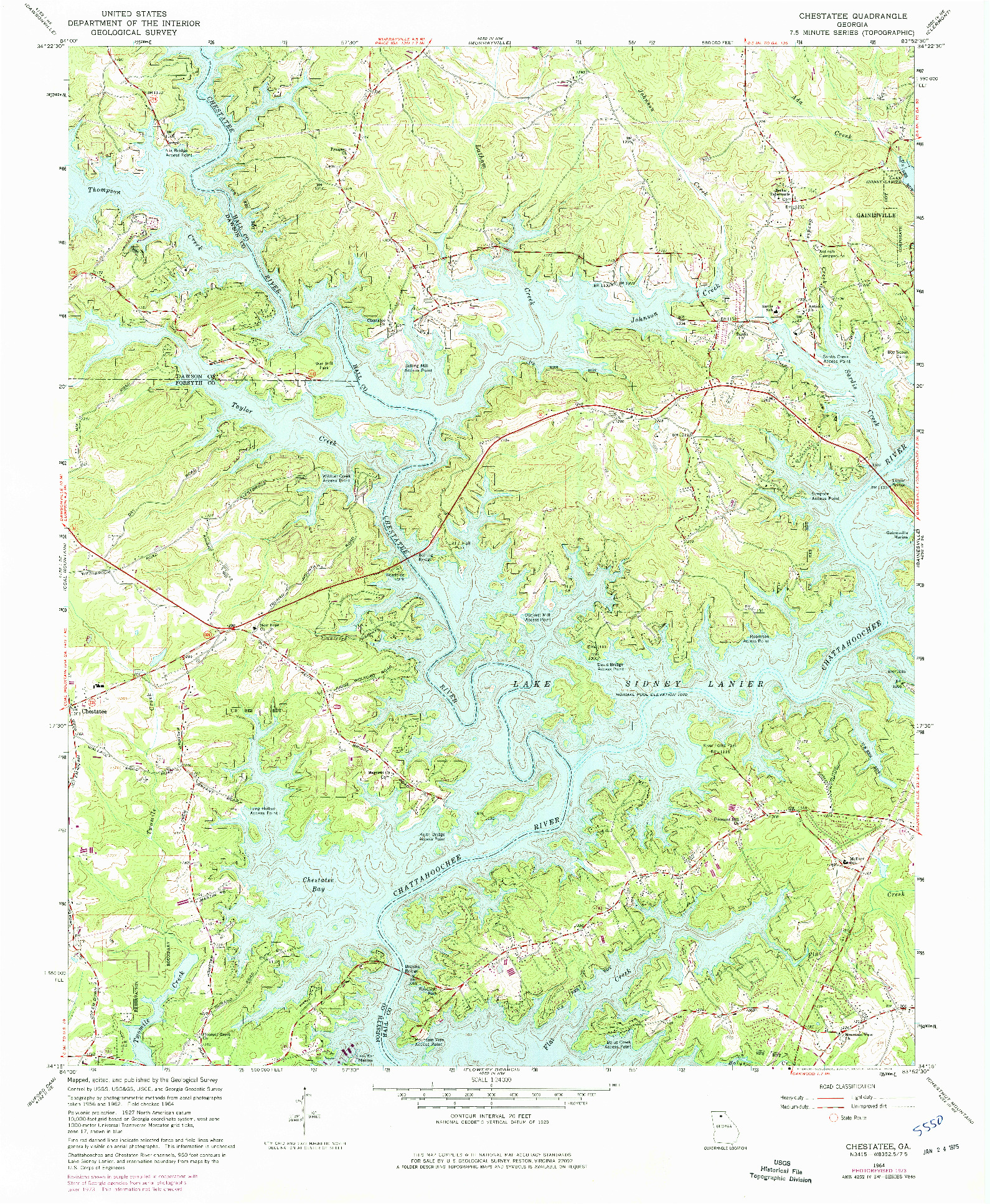 USGS 1:24000-SCALE QUADRANGLE FOR CHESTATEE, GA 1964