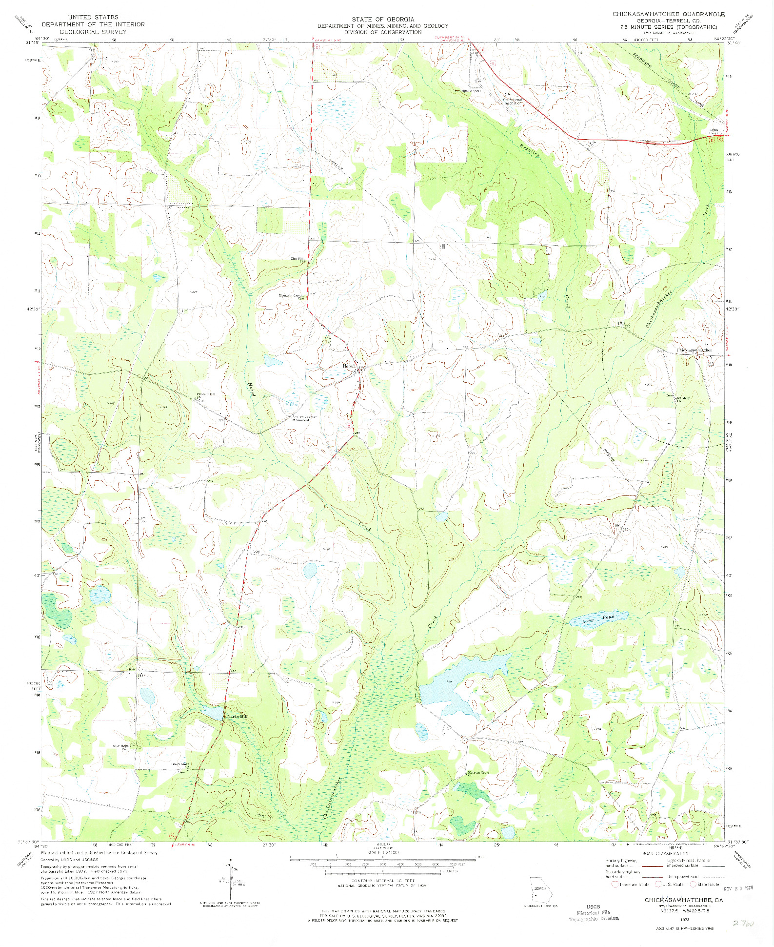 USGS 1:24000-SCALE QUADRANGLE FOR CHICKASAWHATCHEE, GA 1973