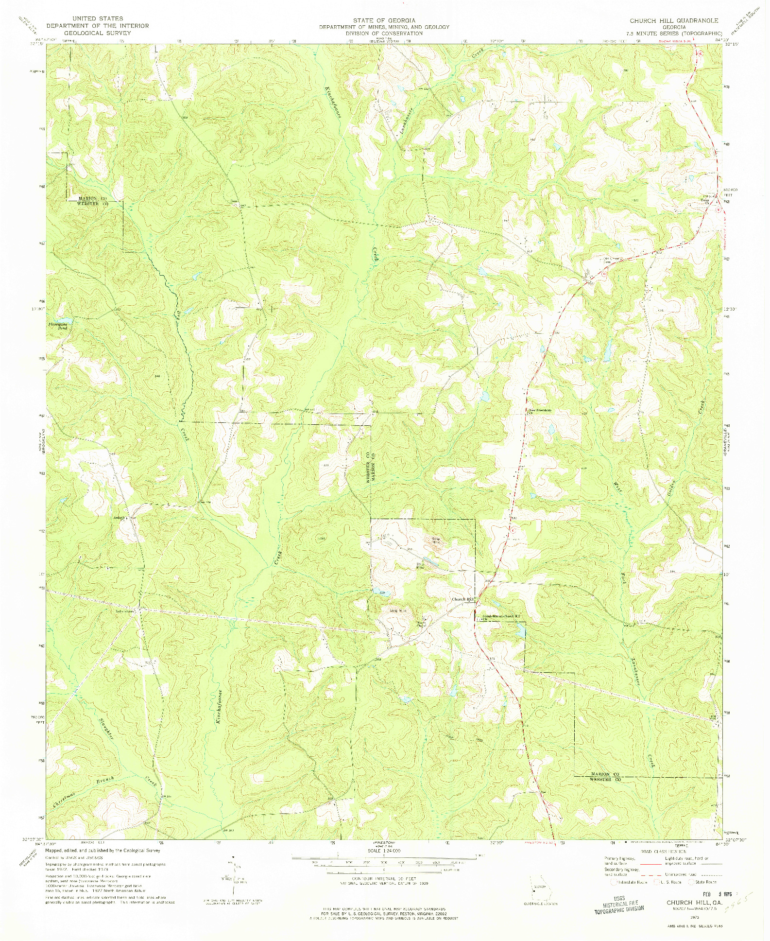 USGS 1:24000-SCALE QUADRANGLE FOR CHURCH HILL, GA 1973