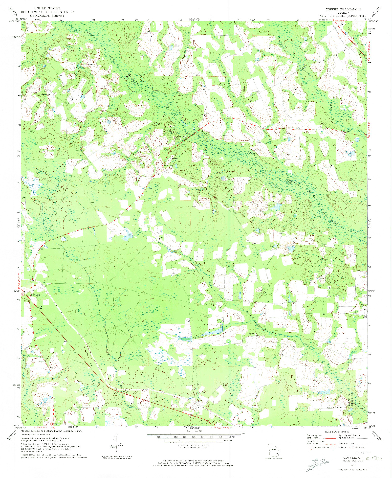 USGS 1:24000-SCALE QUADRANGLE FOR COFFEE, GA 1971