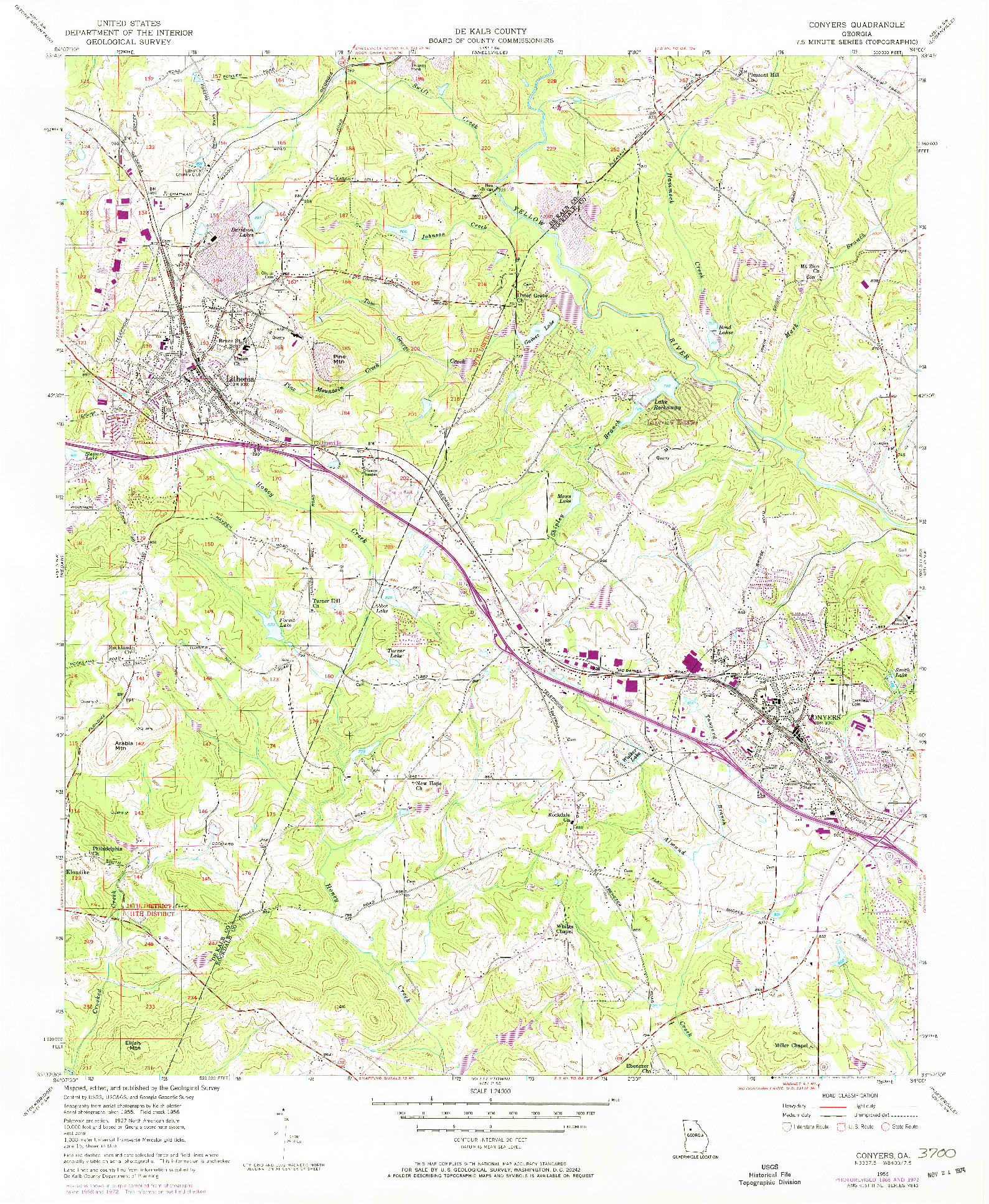 USGS 1:24000-SCALE QUADRANGLE FOR CONYERS, GA 1956