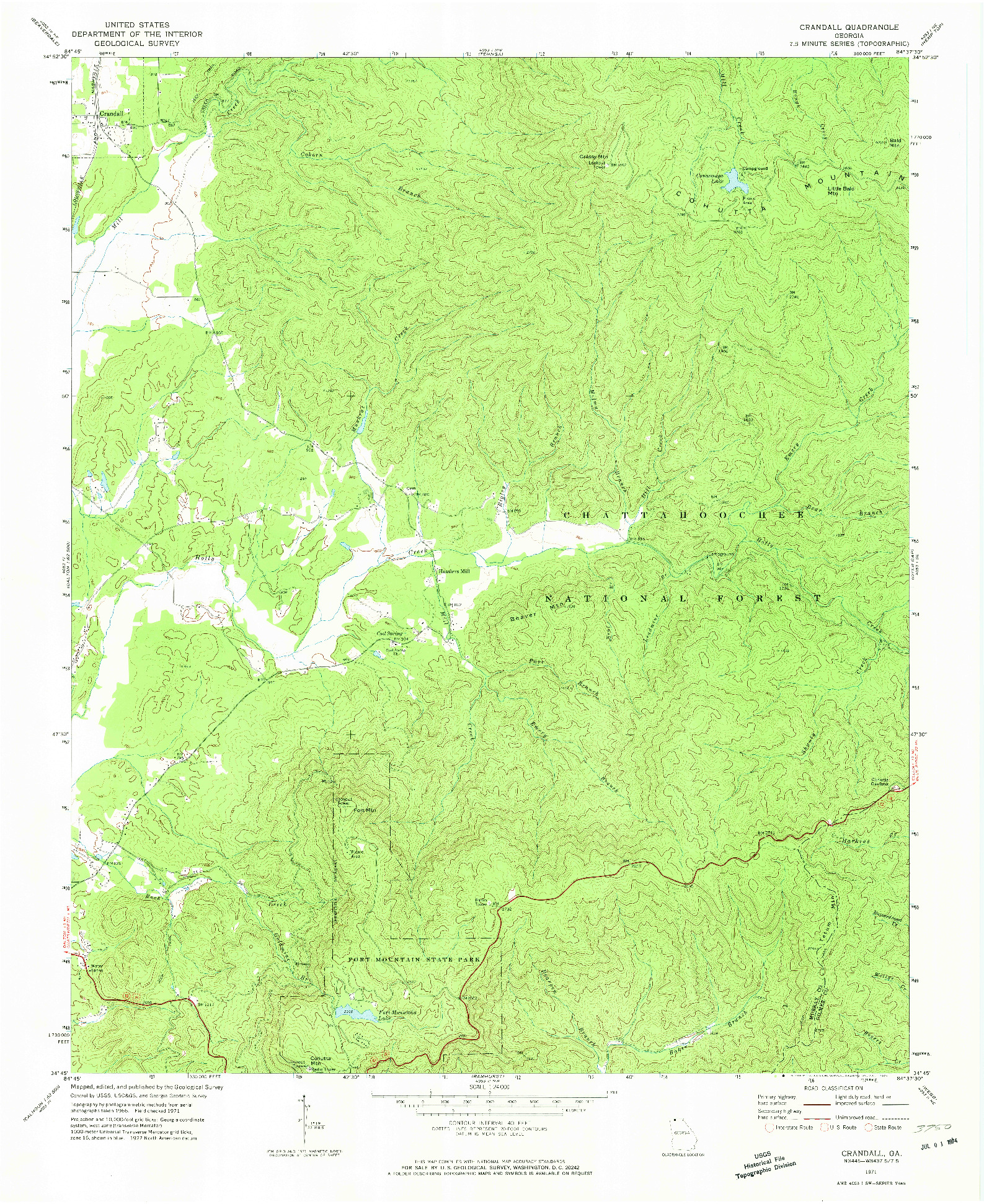 USGS 1:24000-SCALE QUADRANGLE FOR CRANDALL, GA 1971