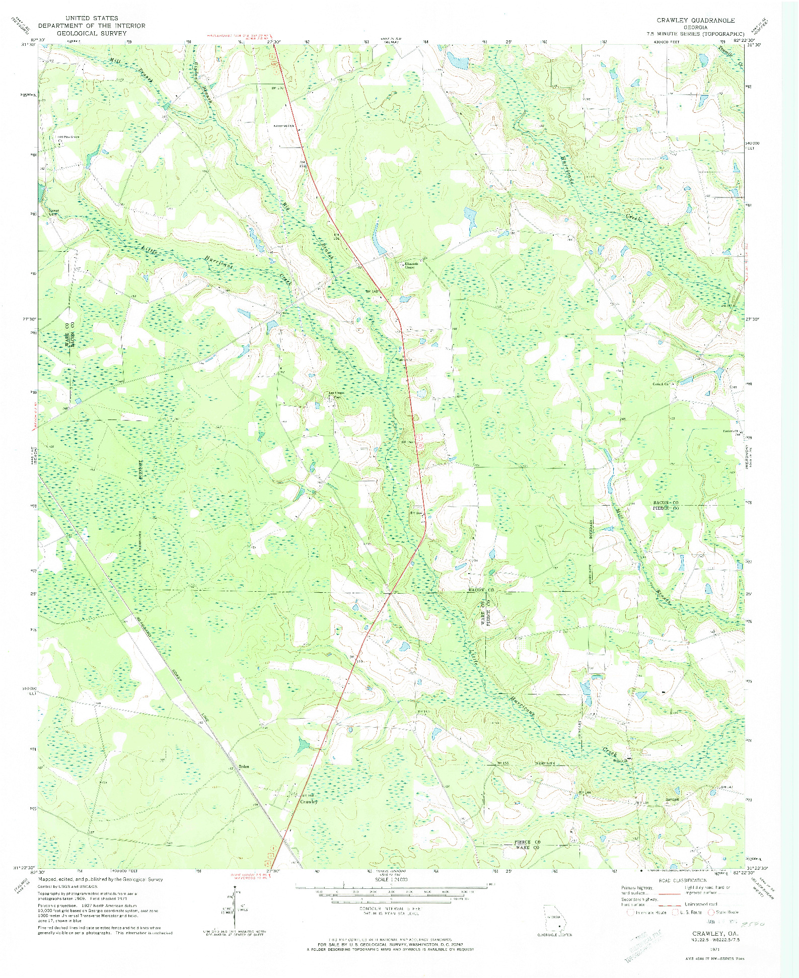 USGS 1:24000-SCALE QUADRANGLE FOR CRAWLEY, GA 1971