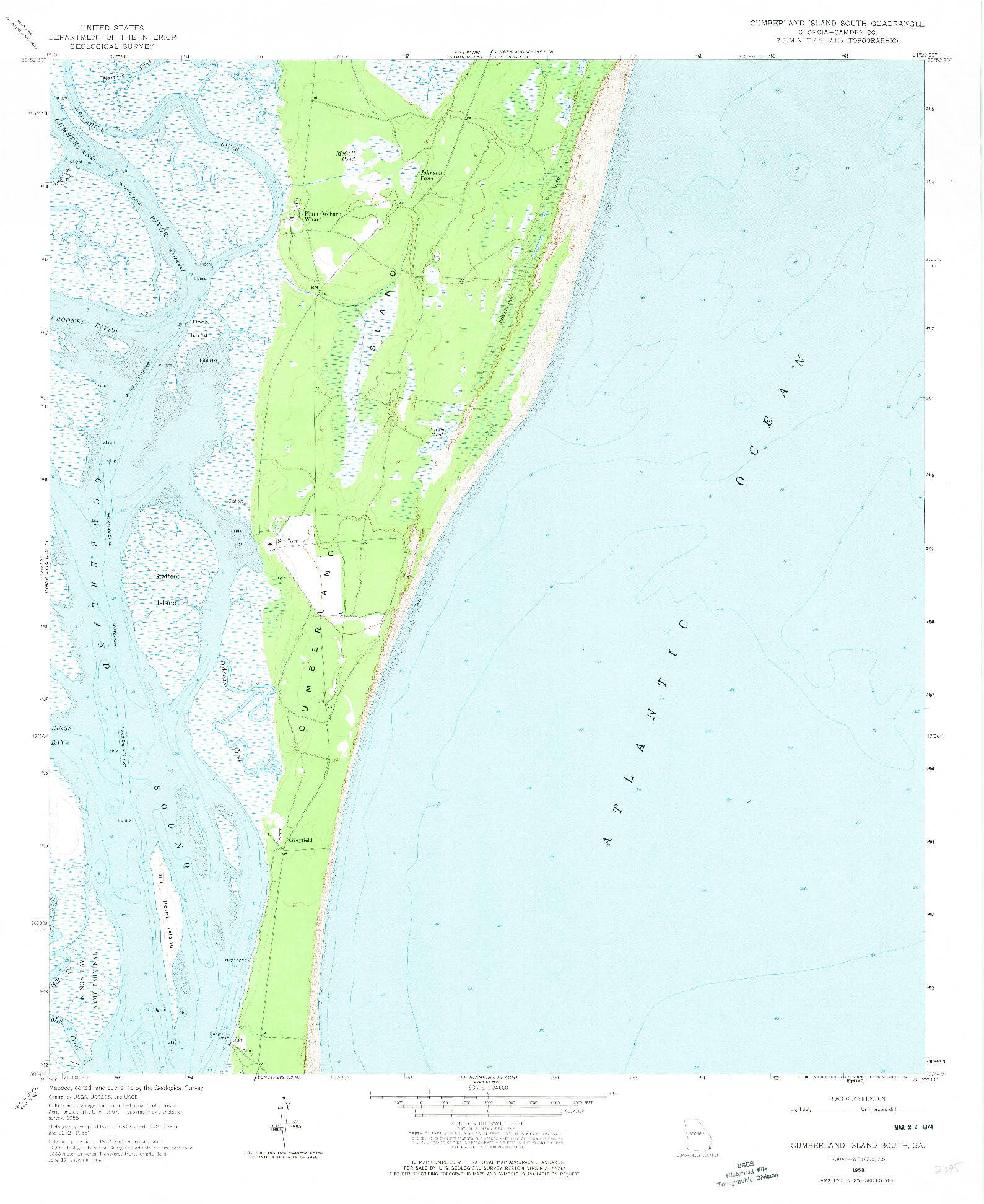 USGS 1:24000-SCALE QUADRANGLE FOR CUMBERLAND ISLAND SOUTH, GA 1958