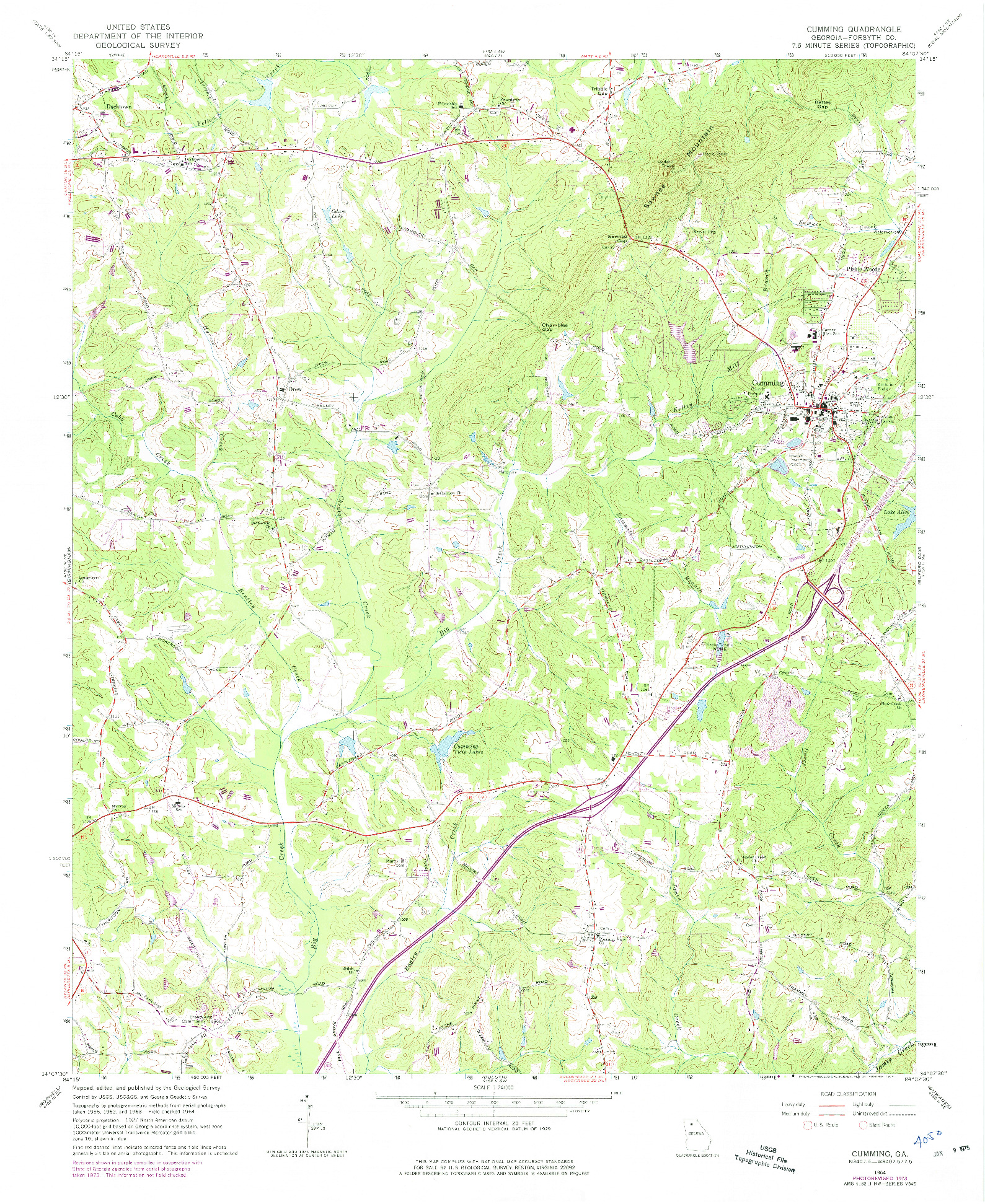 USGS 1:24000-SCALE QUADRANGLE FOR CUMMING, GA 1964