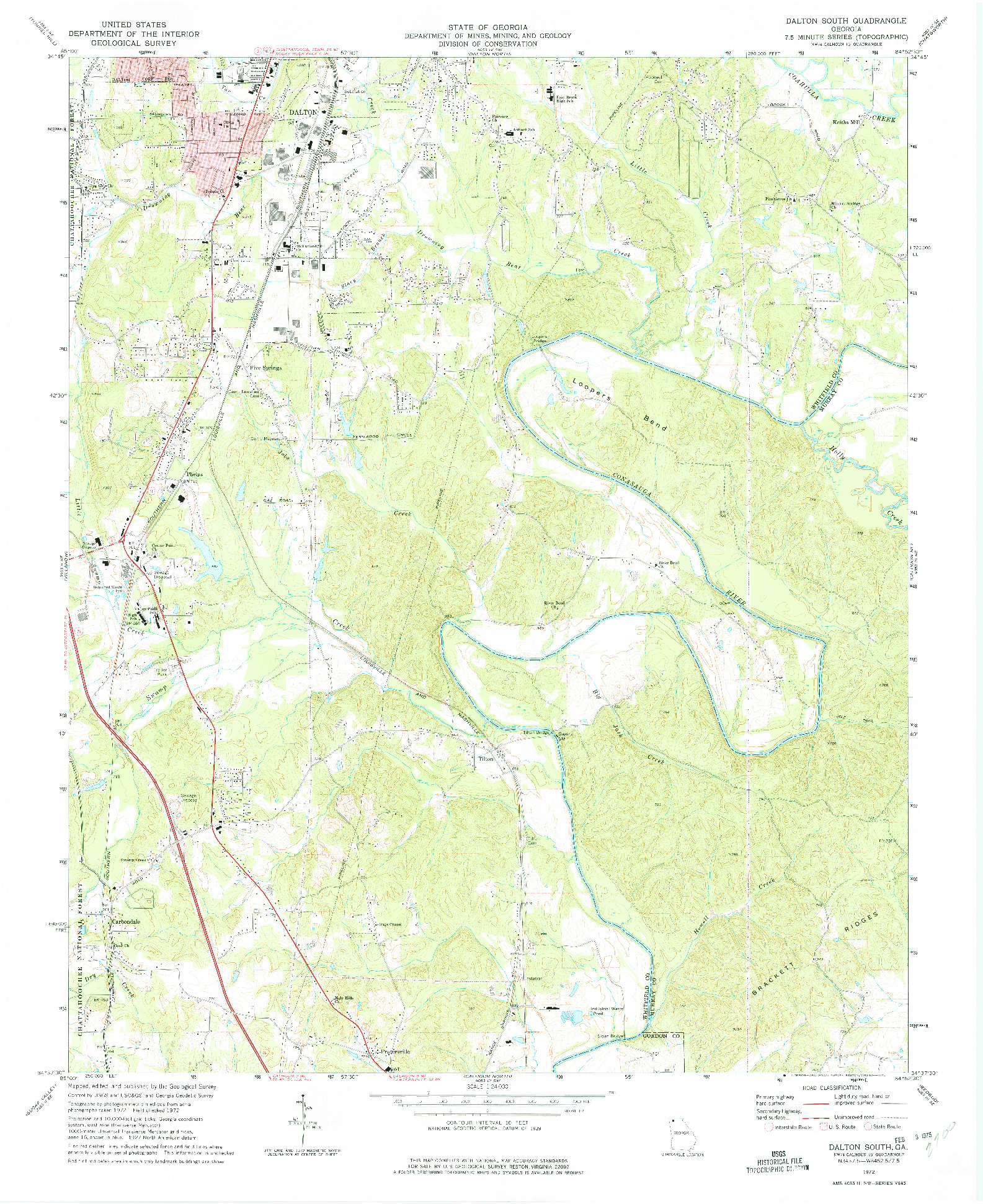 USGS 1:24000-SCALE QUADRANGLE FOR DALTON SOUTH, GA 1972