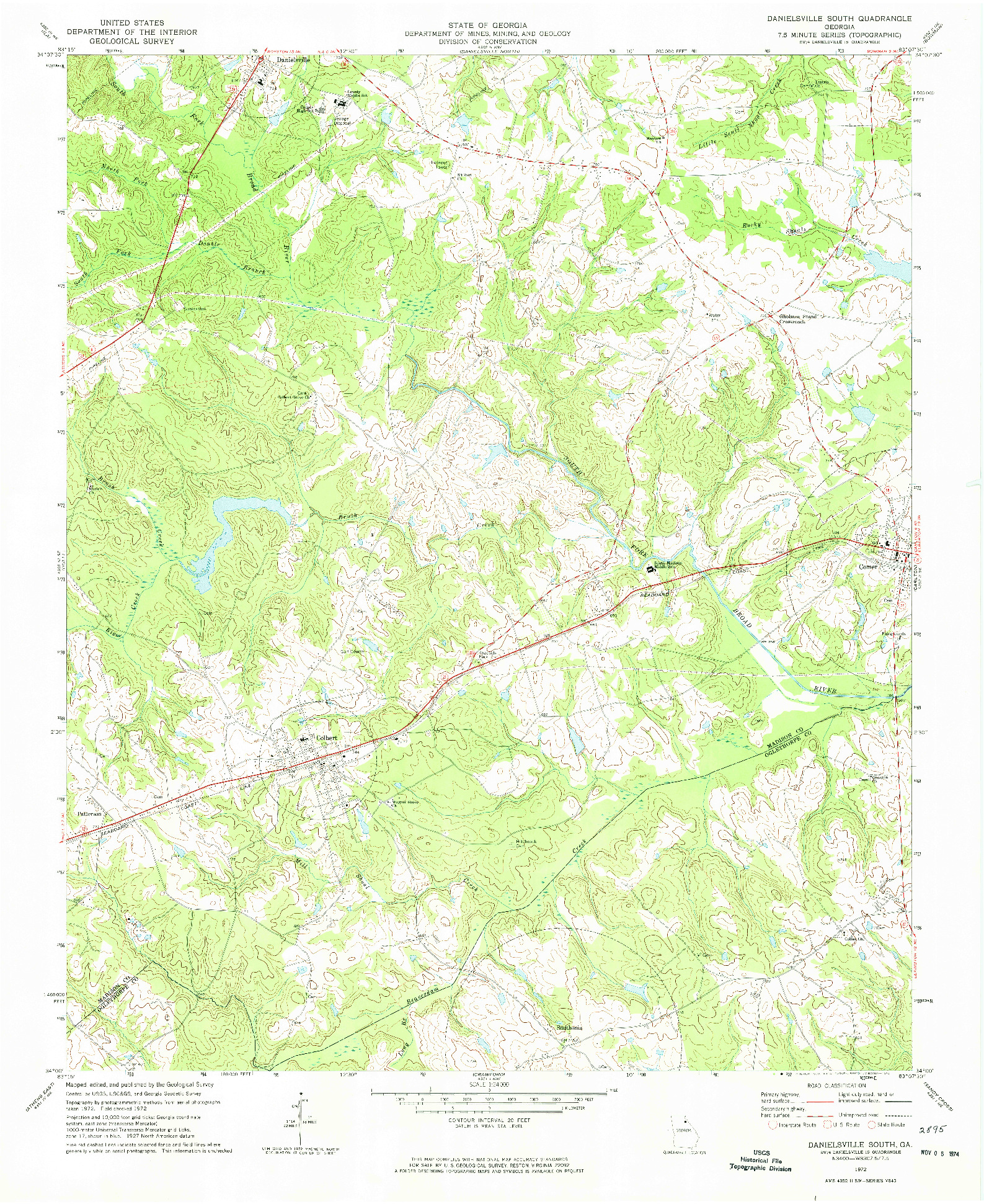 USGS 1:24000-SCALE QUADRANGLE FOR DANIELSVILLE SOUTH, GA 1972