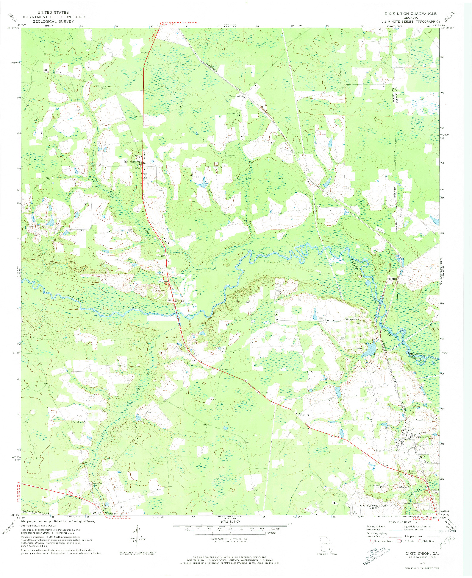 USGS 1:24000-SCALE QUADRANGLE FOR DIXIE UNION, GA 1971