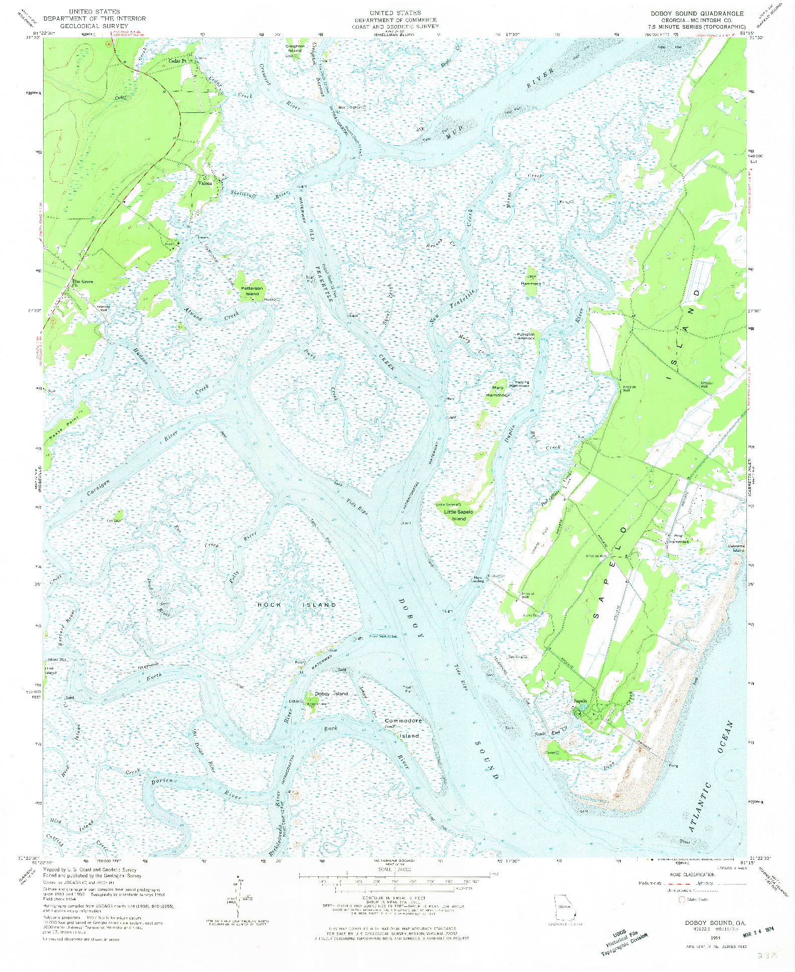 USGS 1:24000-SCALE QUADRANGLE FOR DOBOY SOUND, GA 1954