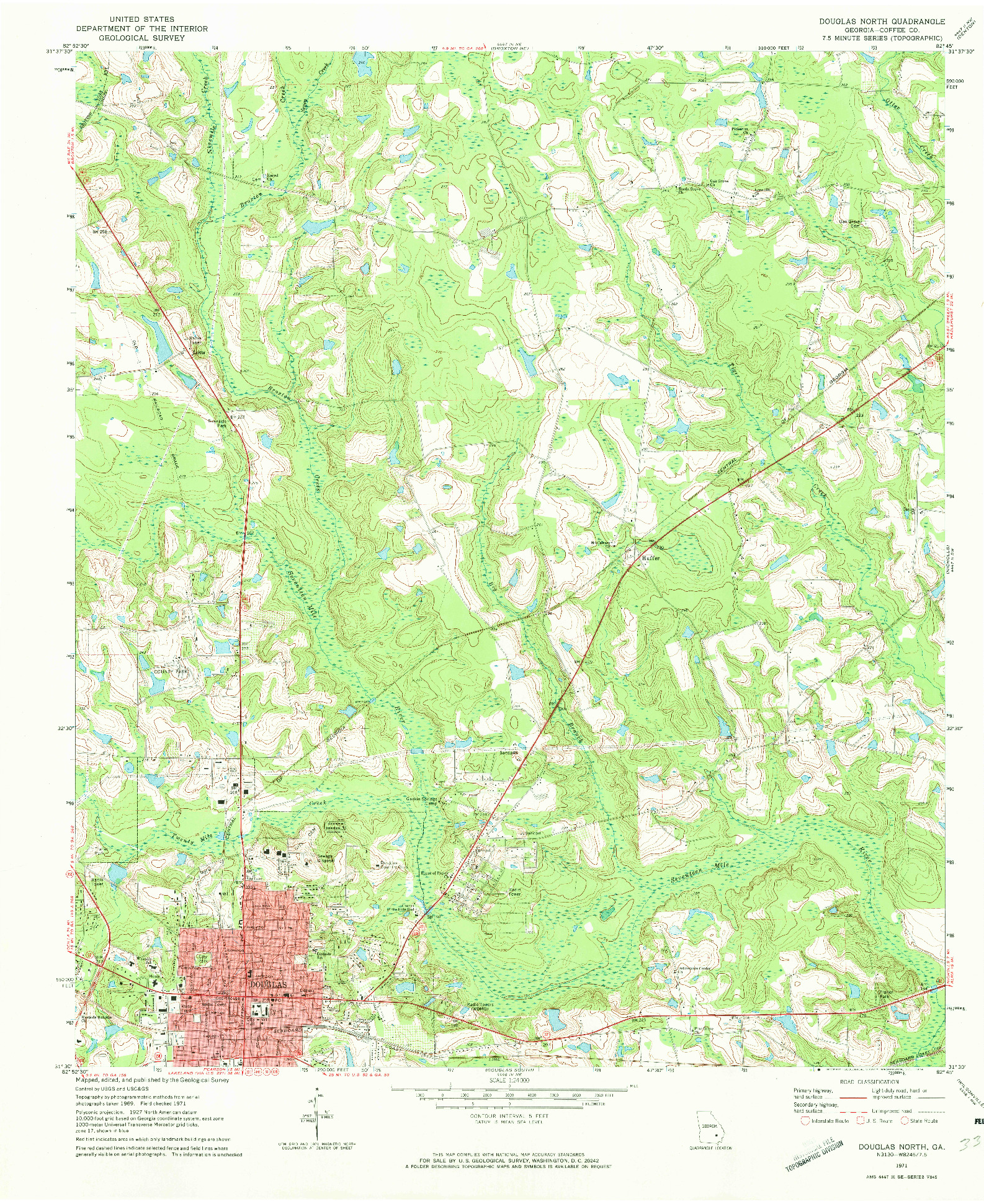 USGS 1:24000-SCALE QUADRANGLE FOR DOUGLAS NORTH, GA 1971