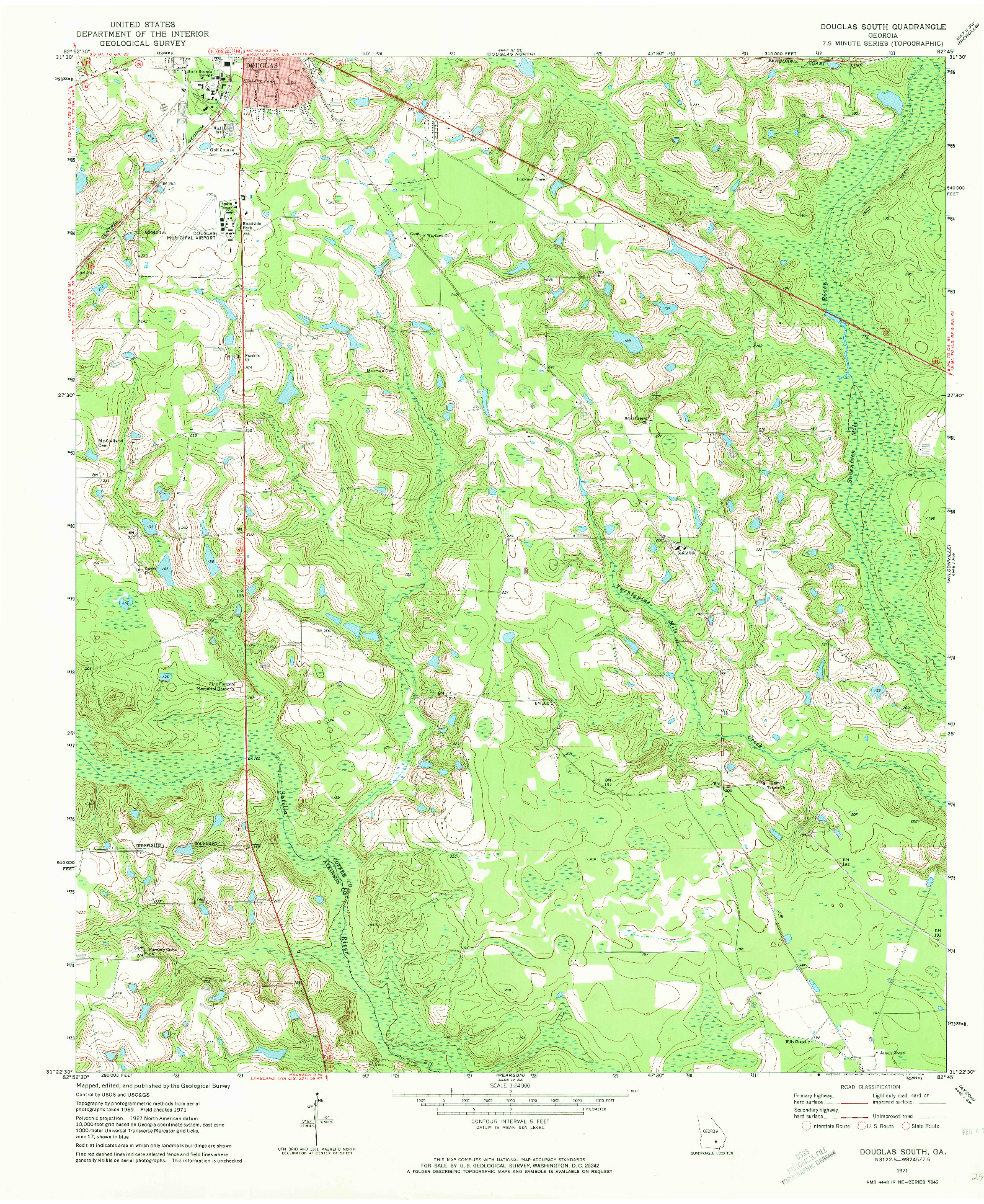 USGS 1:24000-SCALE QUADRANGLE FOR DOUGLAS SOUTH, GA 1971