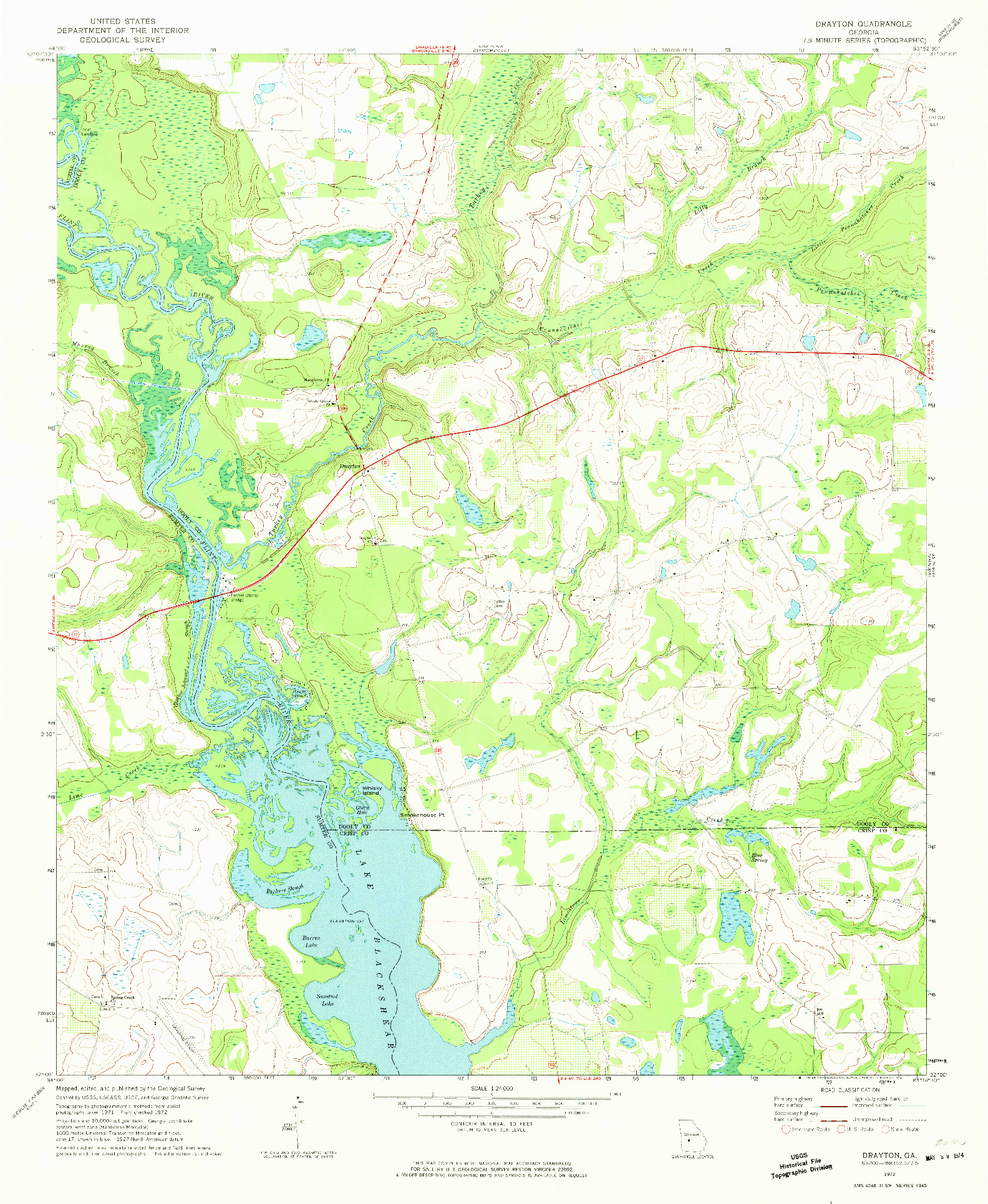 USGS 1:24000-SCALE QUADRANGLE FOR DRAYTON, GA 1972