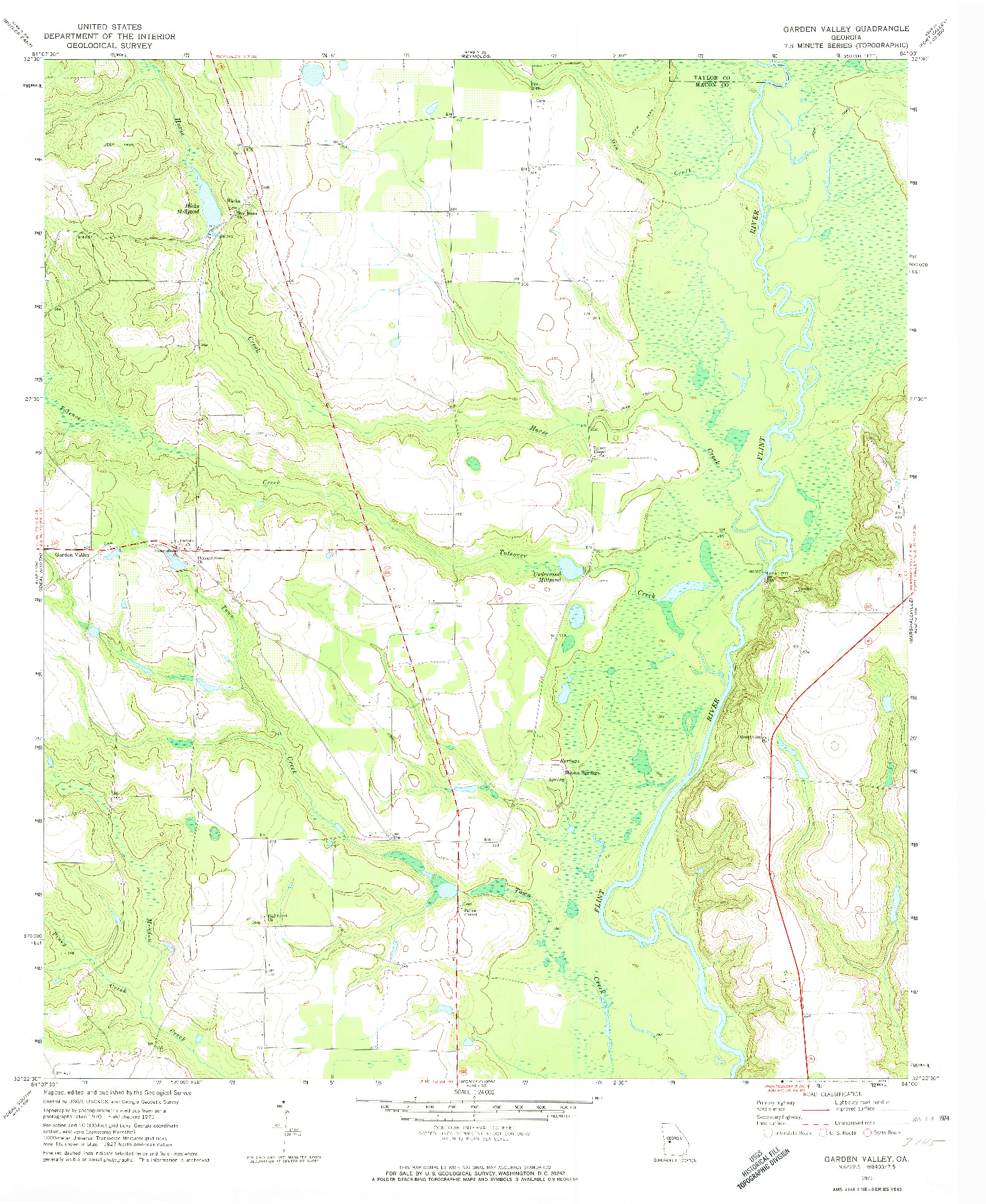 USGS 1:24000-SCALE QUADRANGLE FOR GARDEN VALLEY, GA 1971