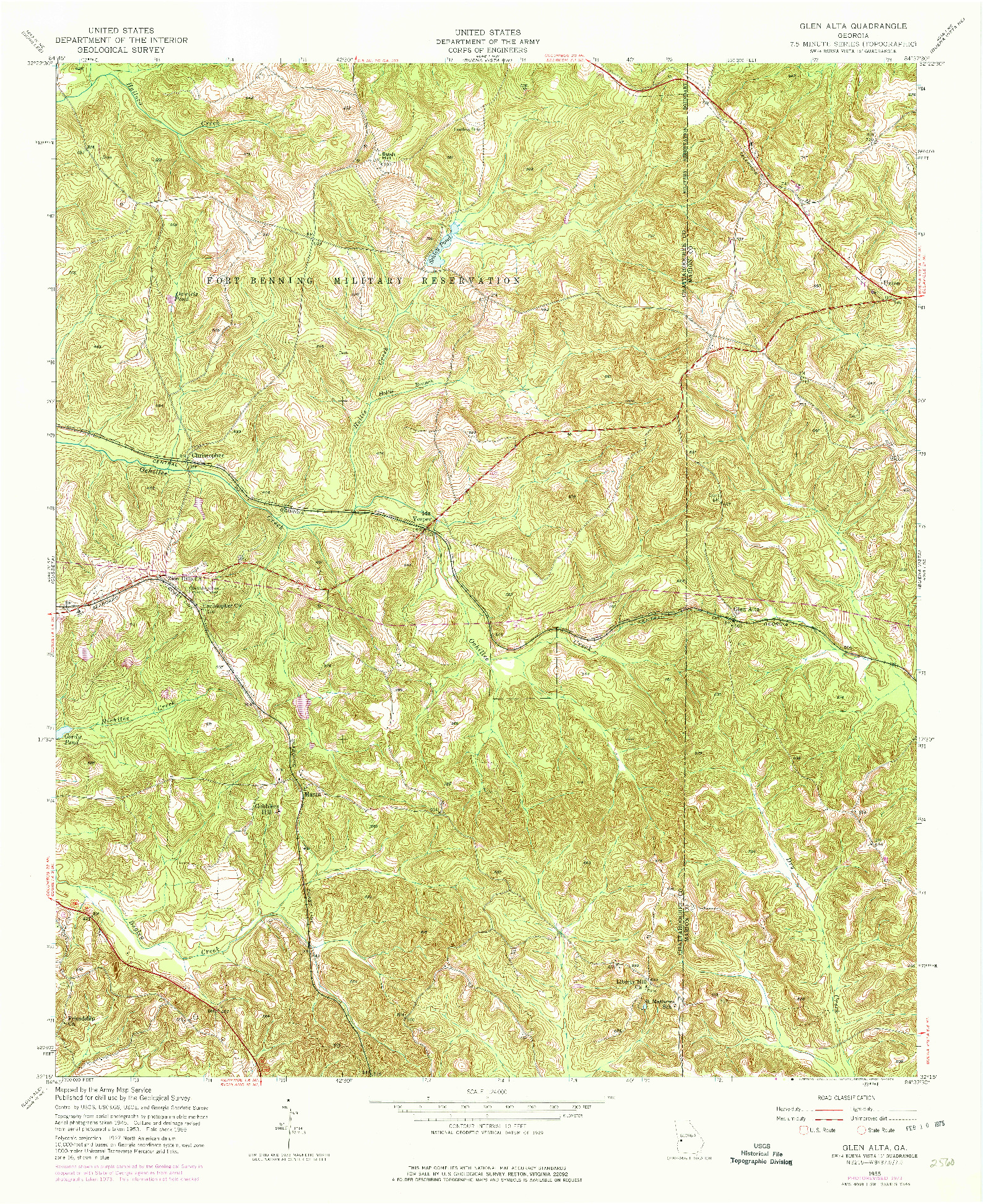 USGS 1:24000-SCALE QUADRANGLE FOR GLEN ALTA, GA 1955