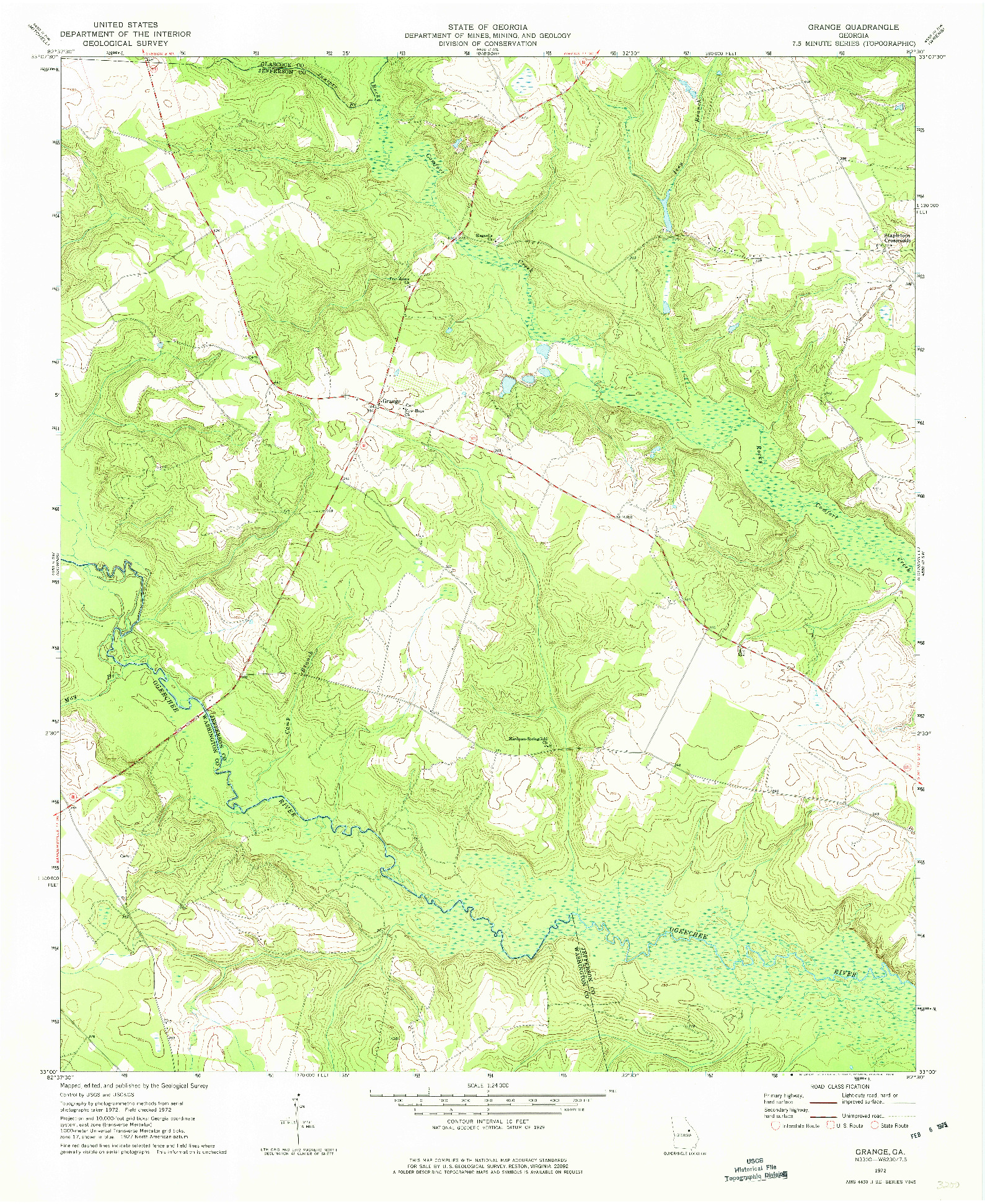 USGS 1:24000-SCALE QUADRANGLE FOR GRANGE, GA 1972